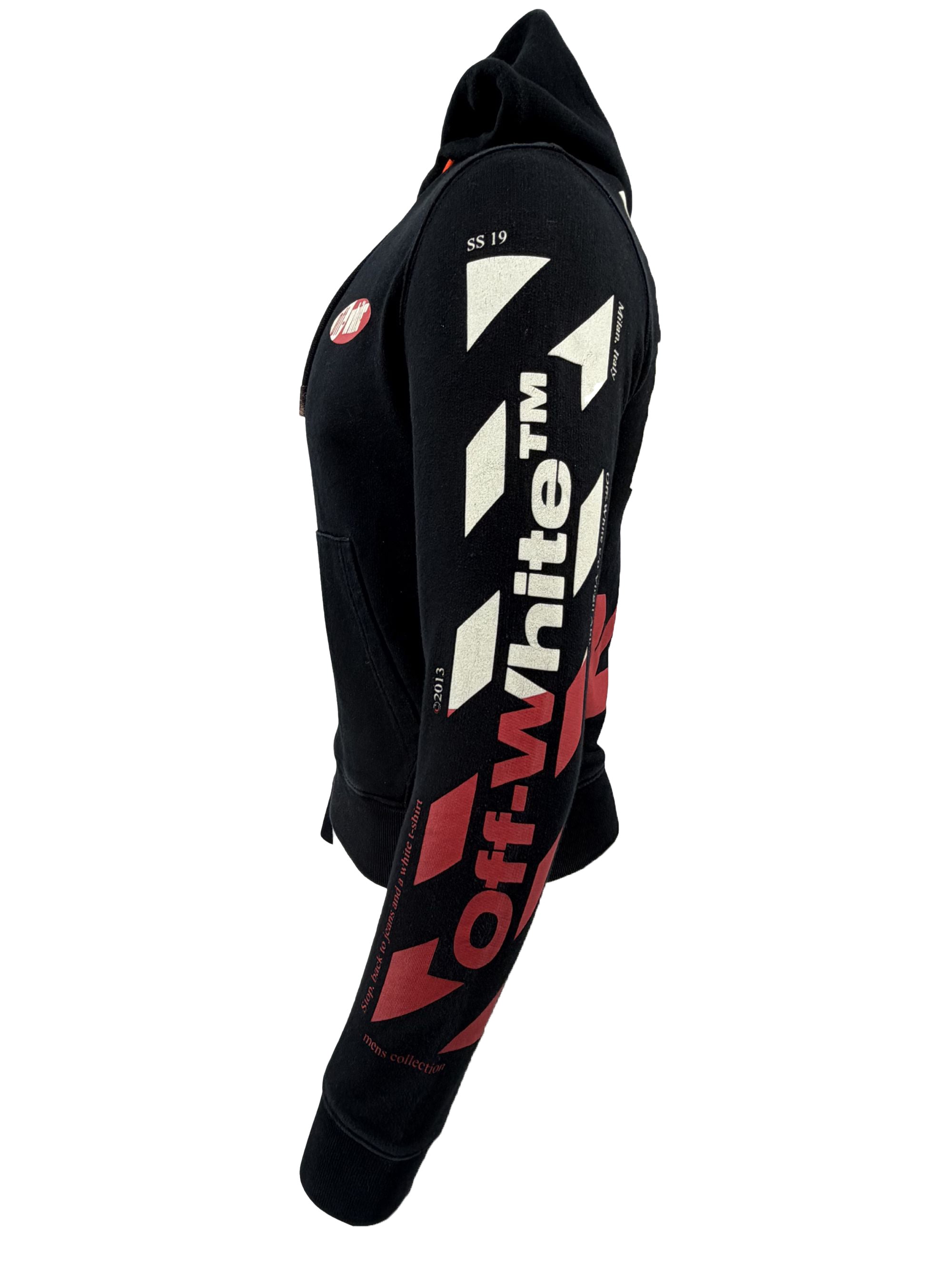 Off-White Diagonal Split Logo Hoodie - Black