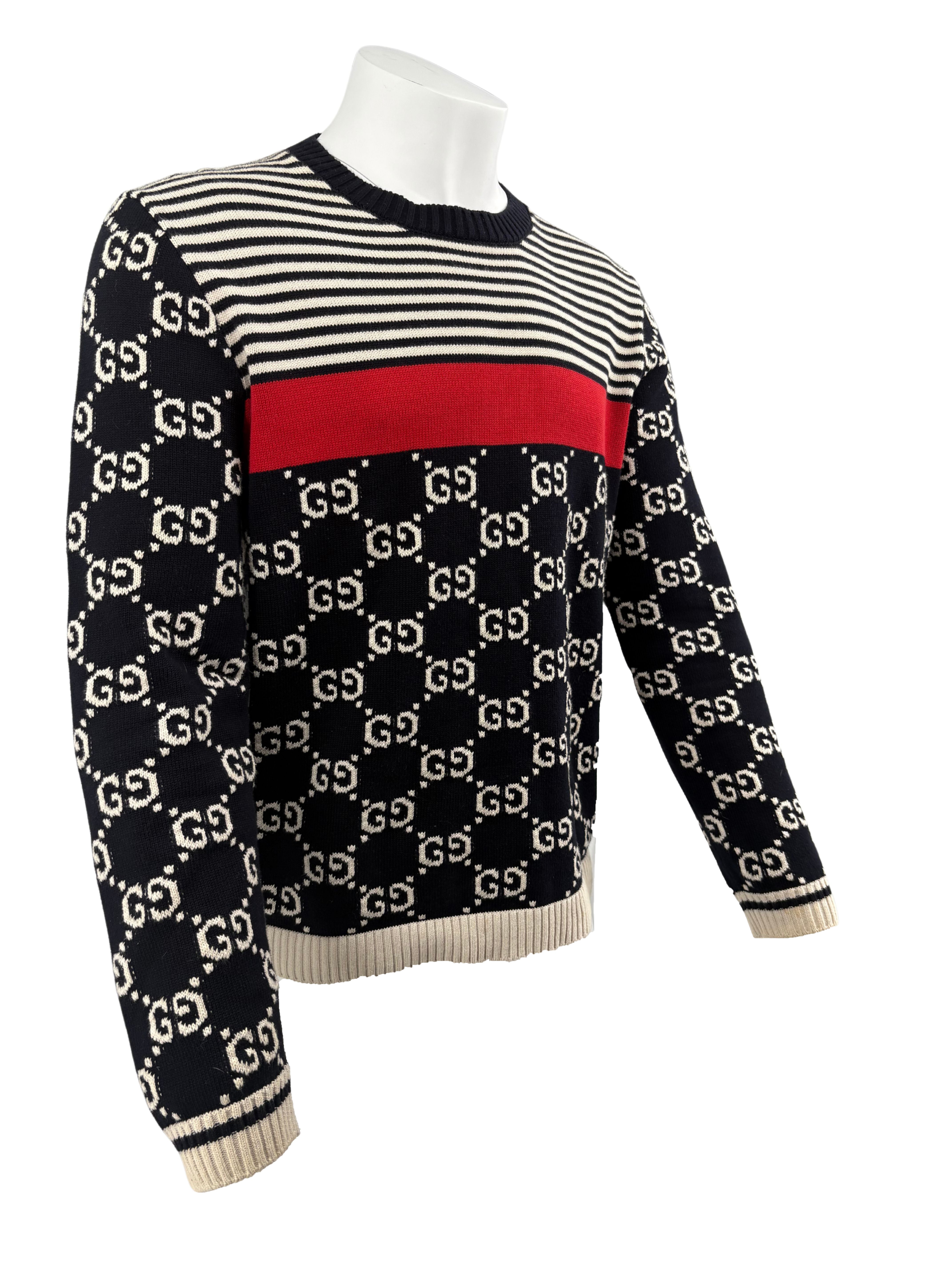 Gucci GG Stripe Knit Jumper - Navy/White Gucci