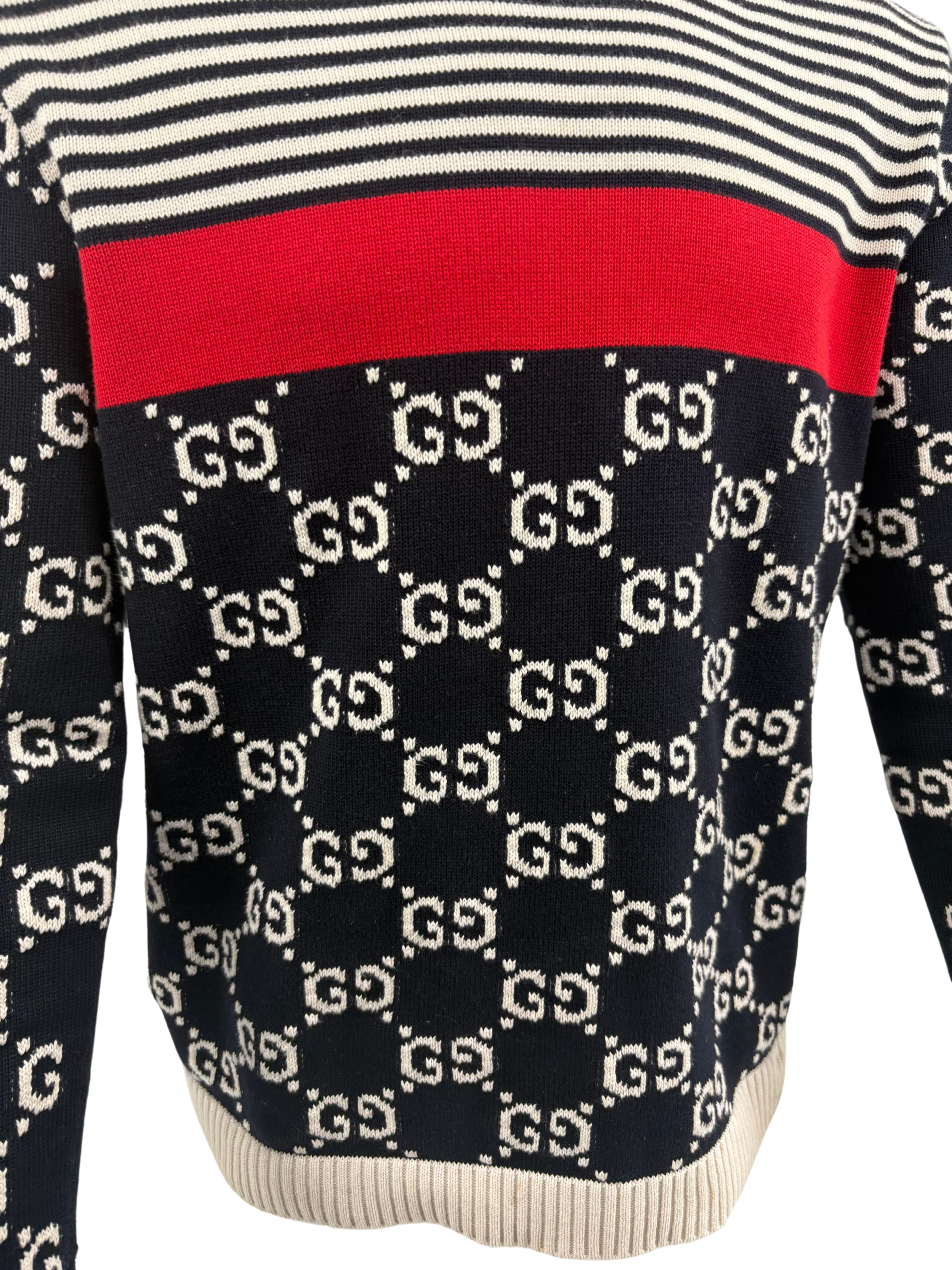 Gucci GG Stripe Knit Jumper - Navy/White Gucci