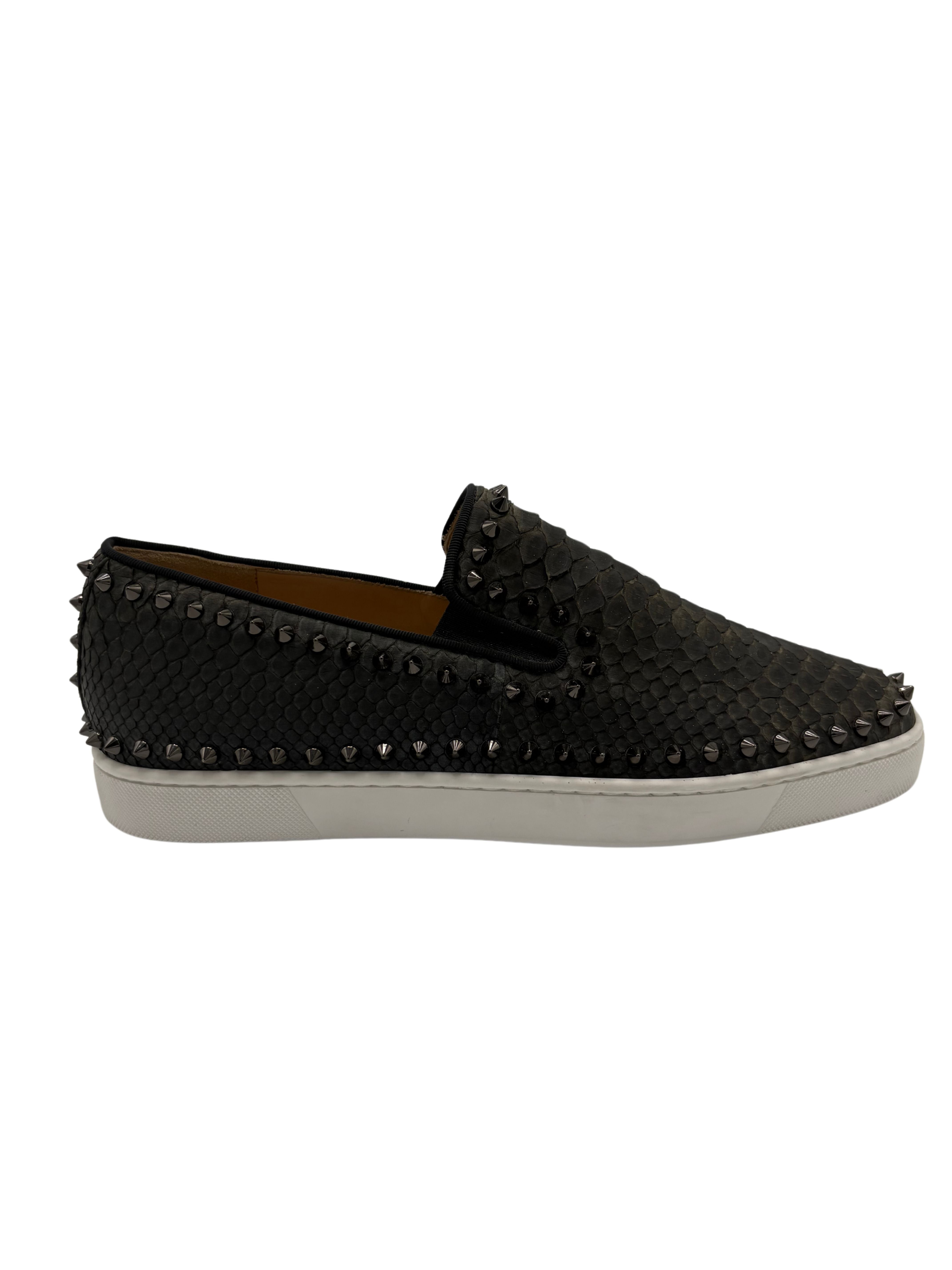 Christian Louboutin Pik Boat Snakeskin - Black
