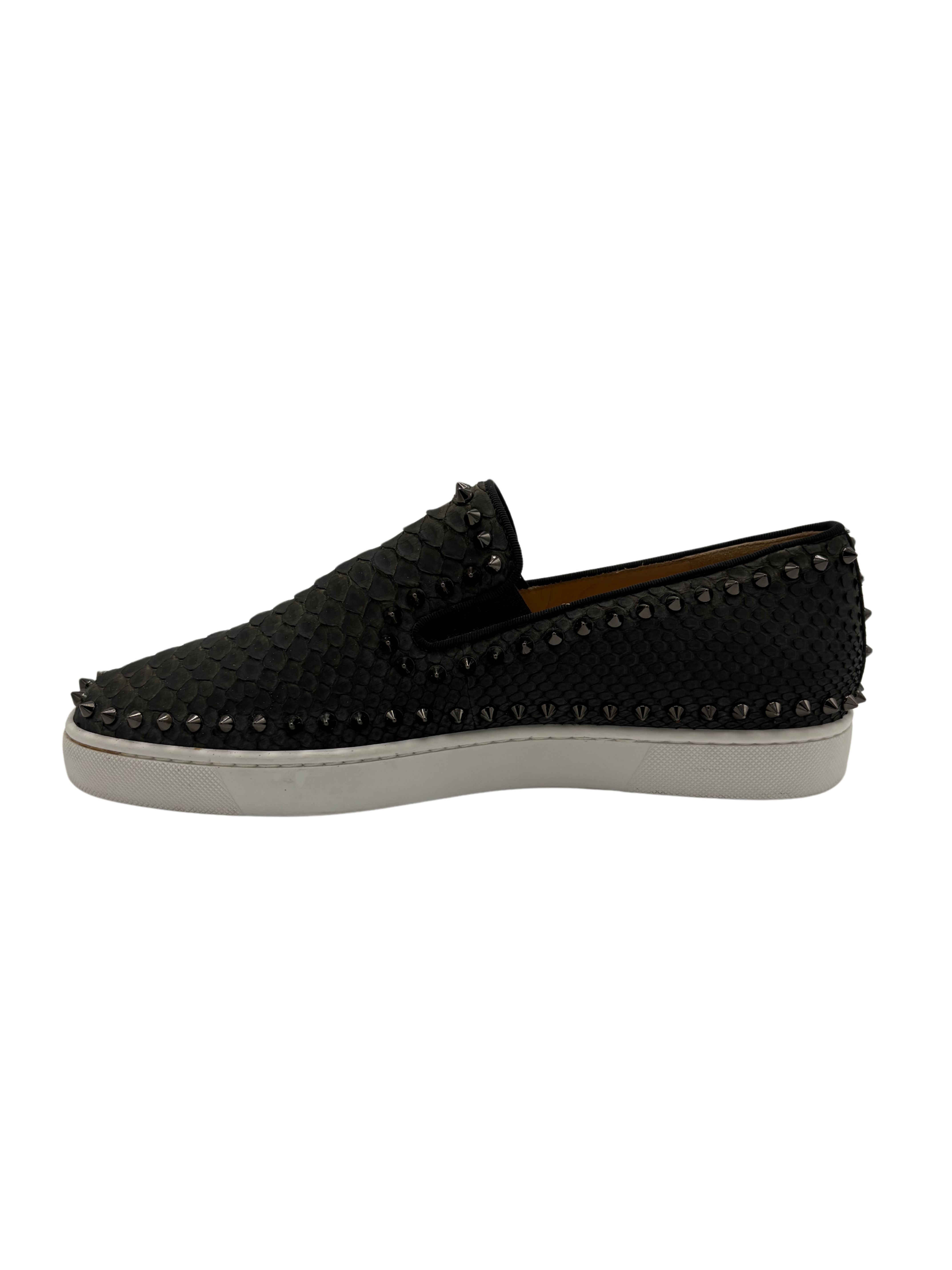 Christian Louboutin Pik Boat Snakeskin - Black