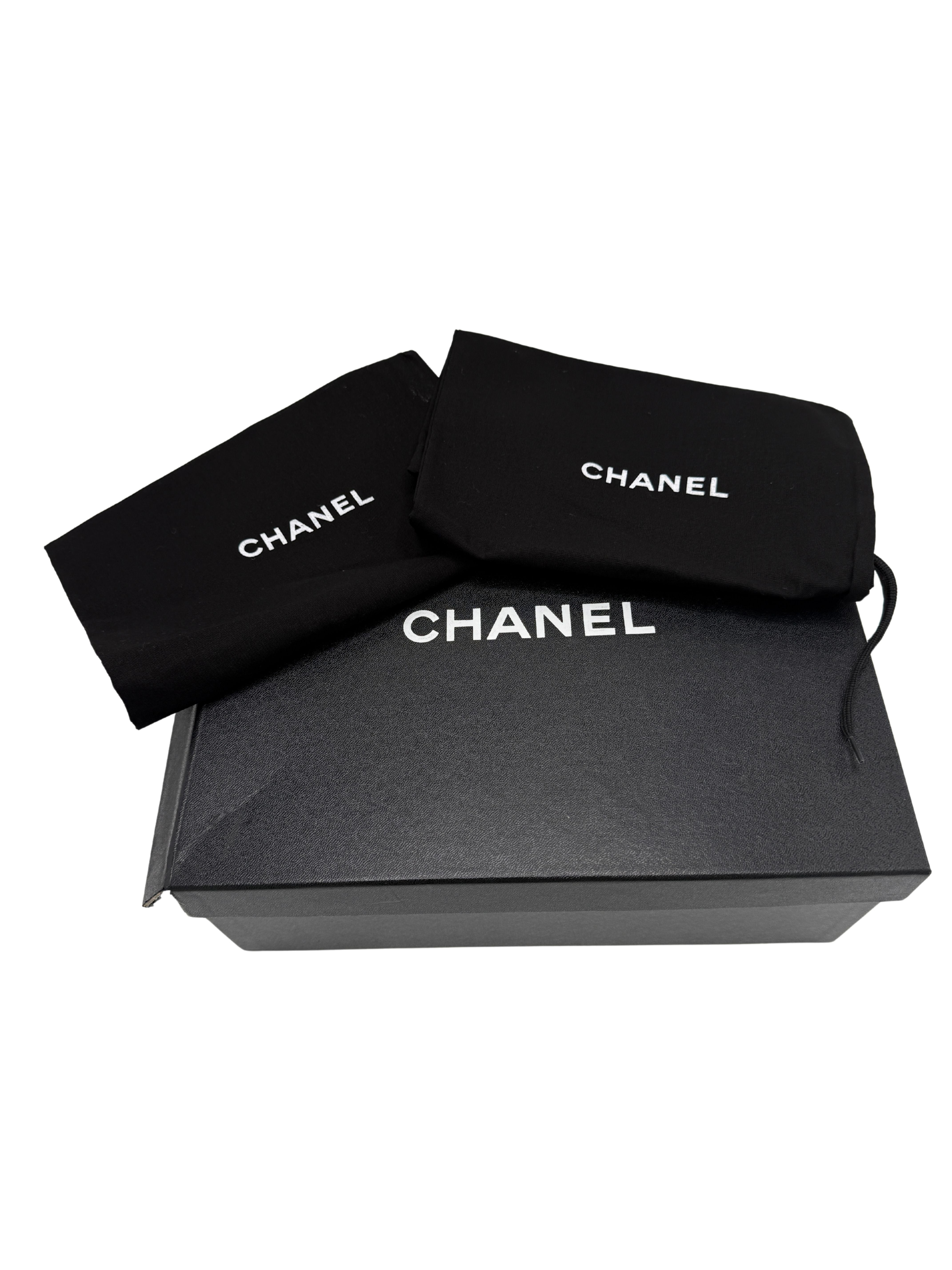Chanel Tweed and Leather CC Cap Toe High Top Sneakers - Grey