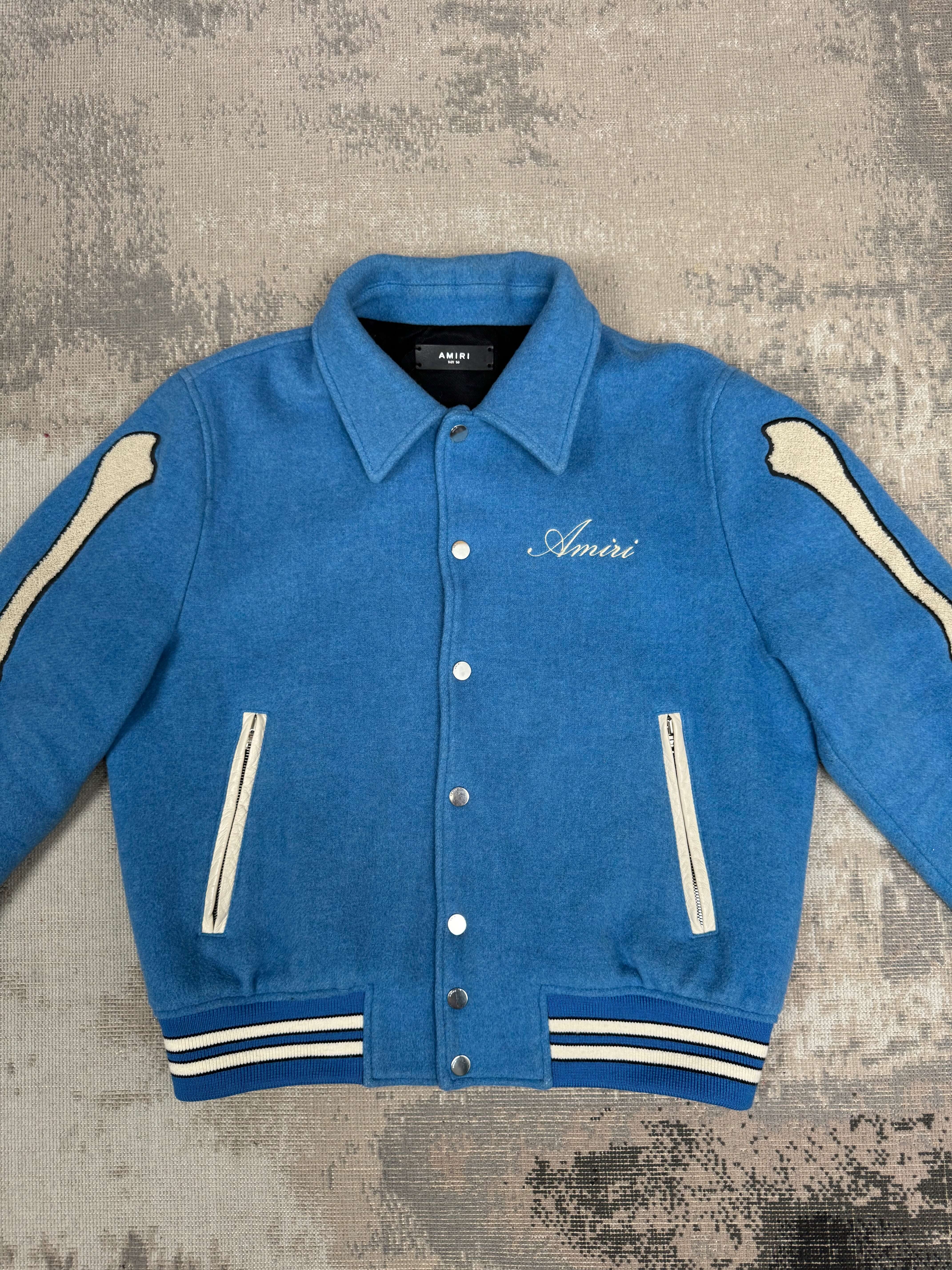 Amiri Bones Varsity Jacket – Blue Amiri
