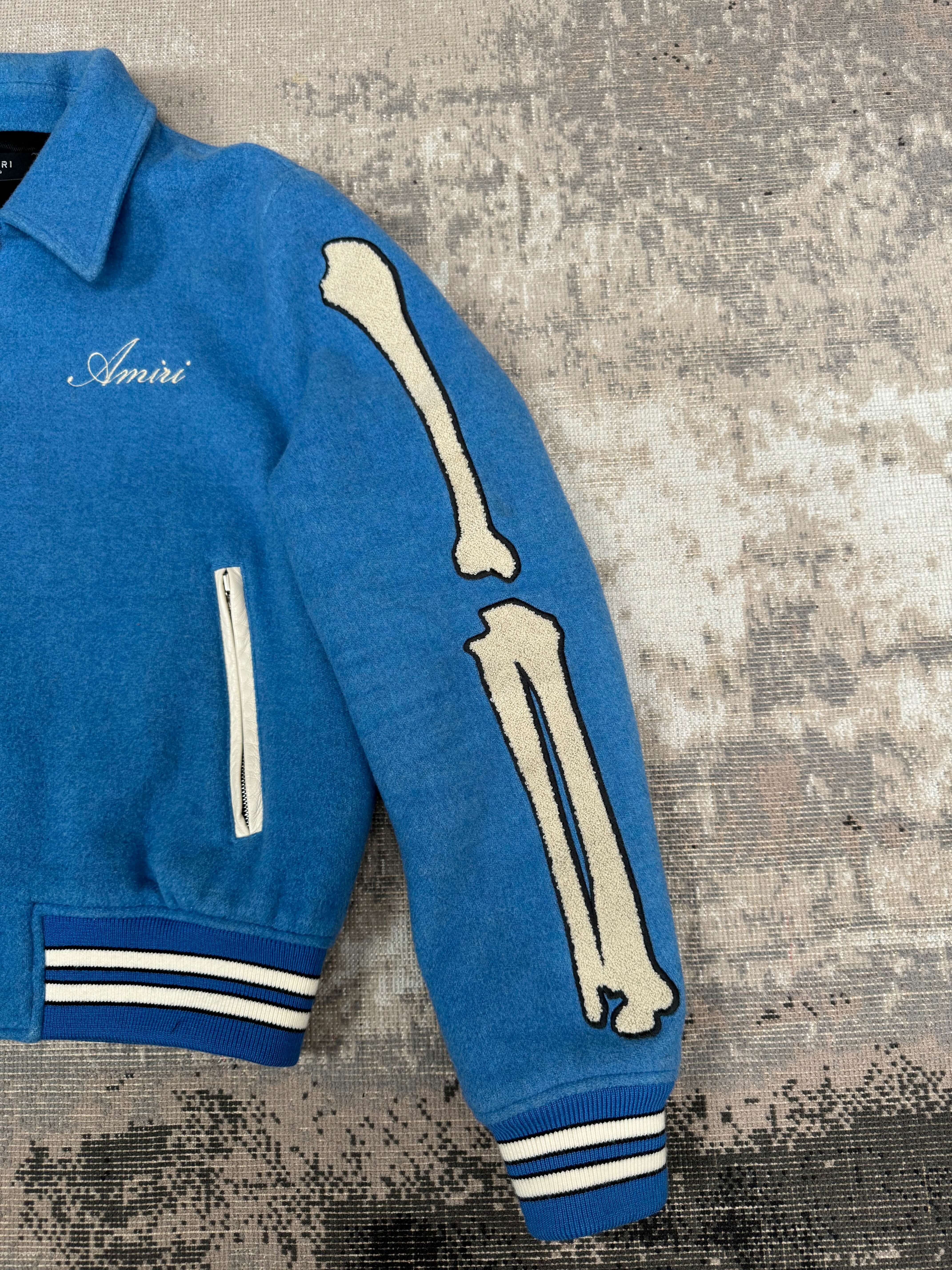 Amiri Bones Varsity Jacket – Blue Amiri