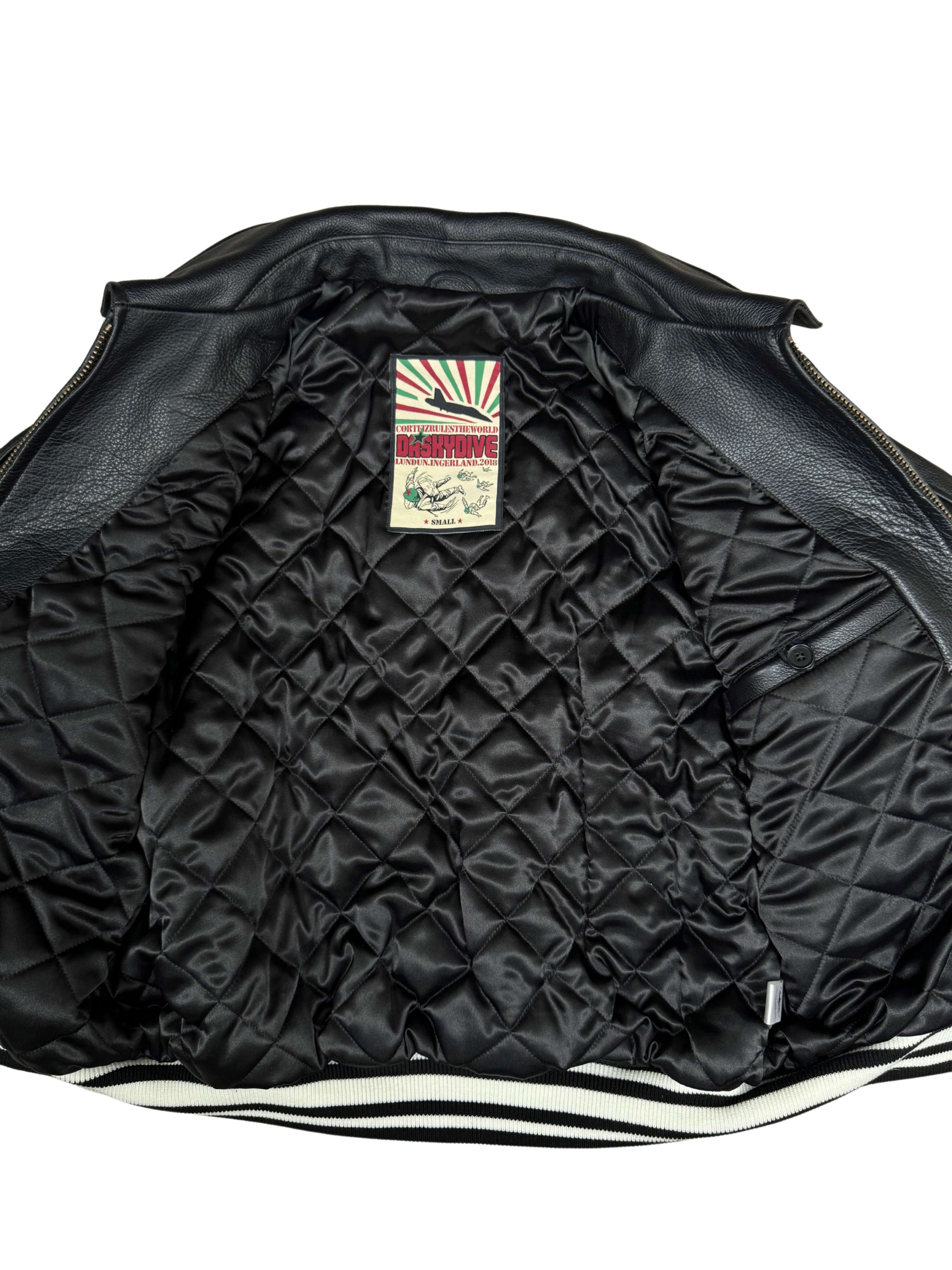 Corteiz 'Da Skydive' Leather Jacket - Black (Unused) Cortiez