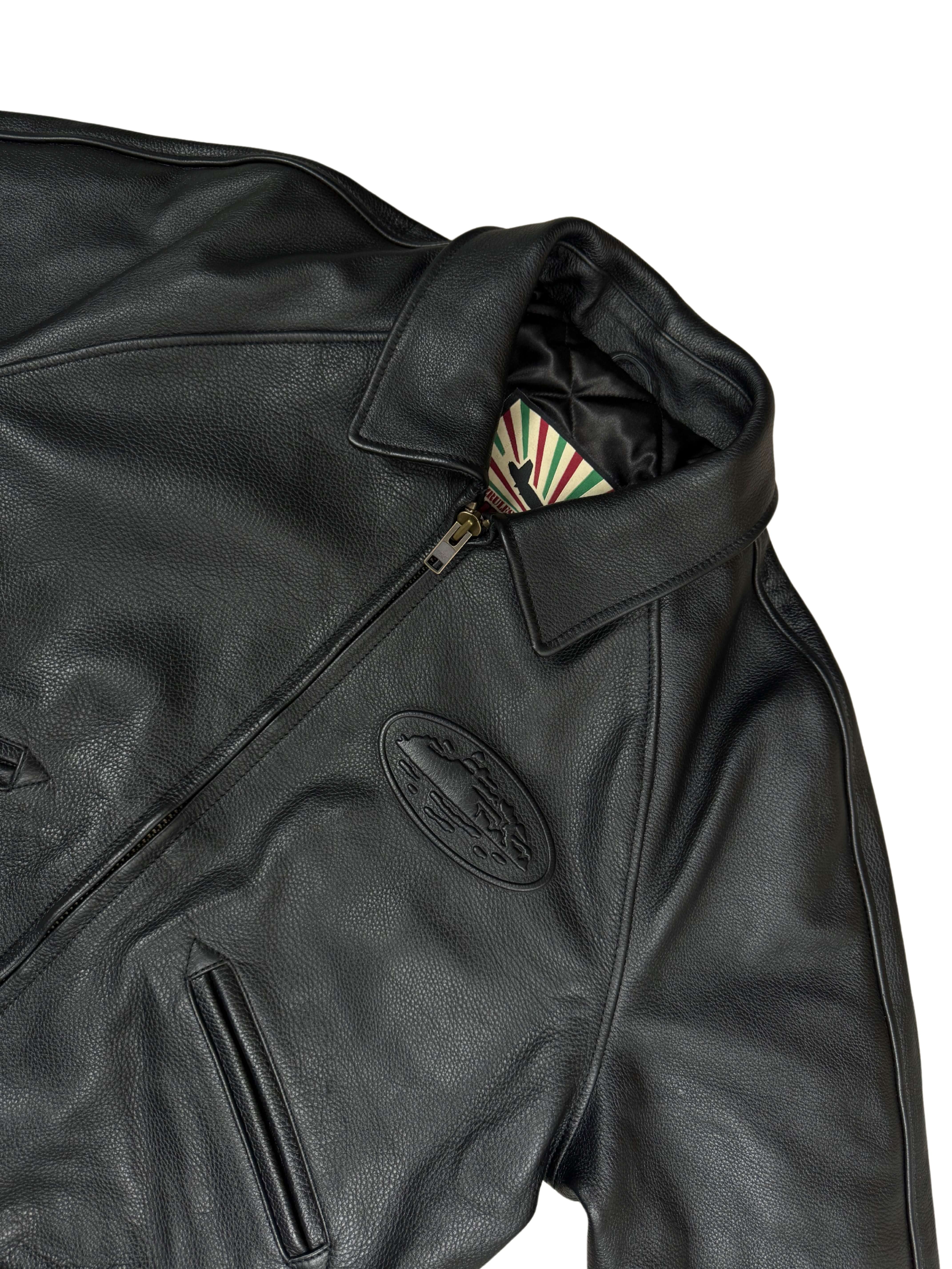 Corteiz 'Da Skydive' Leather Jacket - Black (Unused)