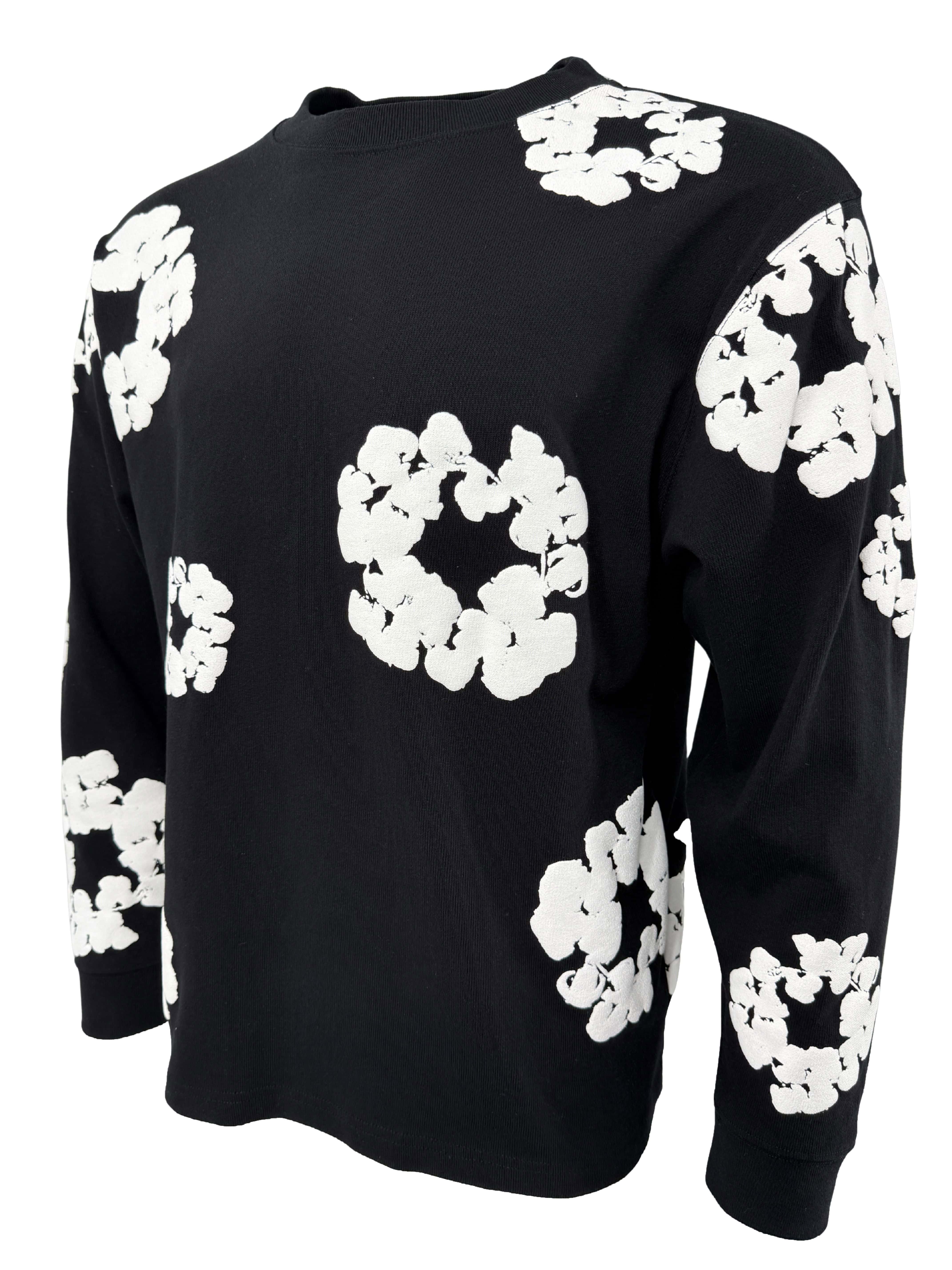 Denim Tears Long Sleeve Cotton Wreath T-shirt - Black Denim Tears