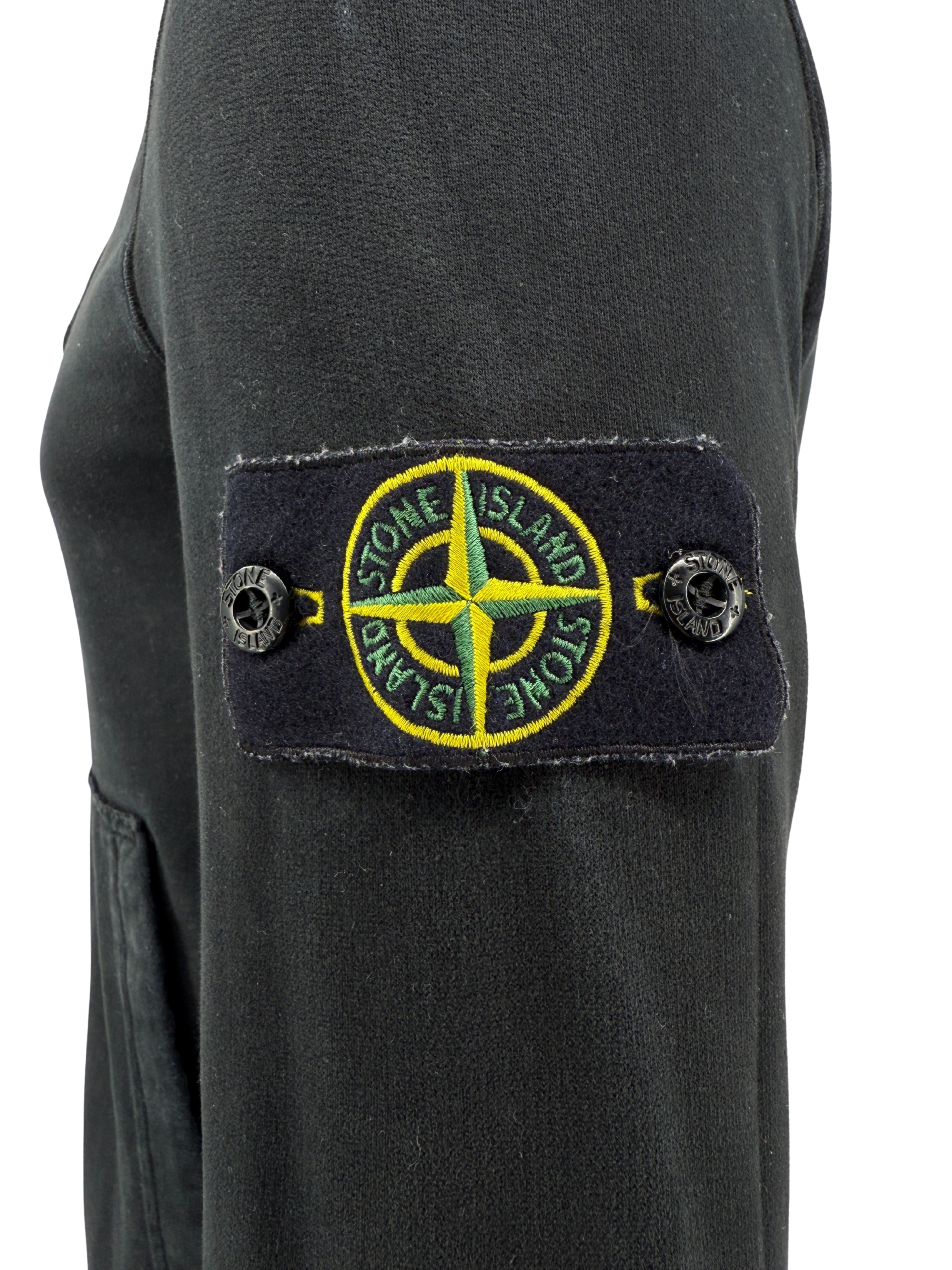 Stone Island Logo Hooded Cotton Sweatshirt - Black Stone Island