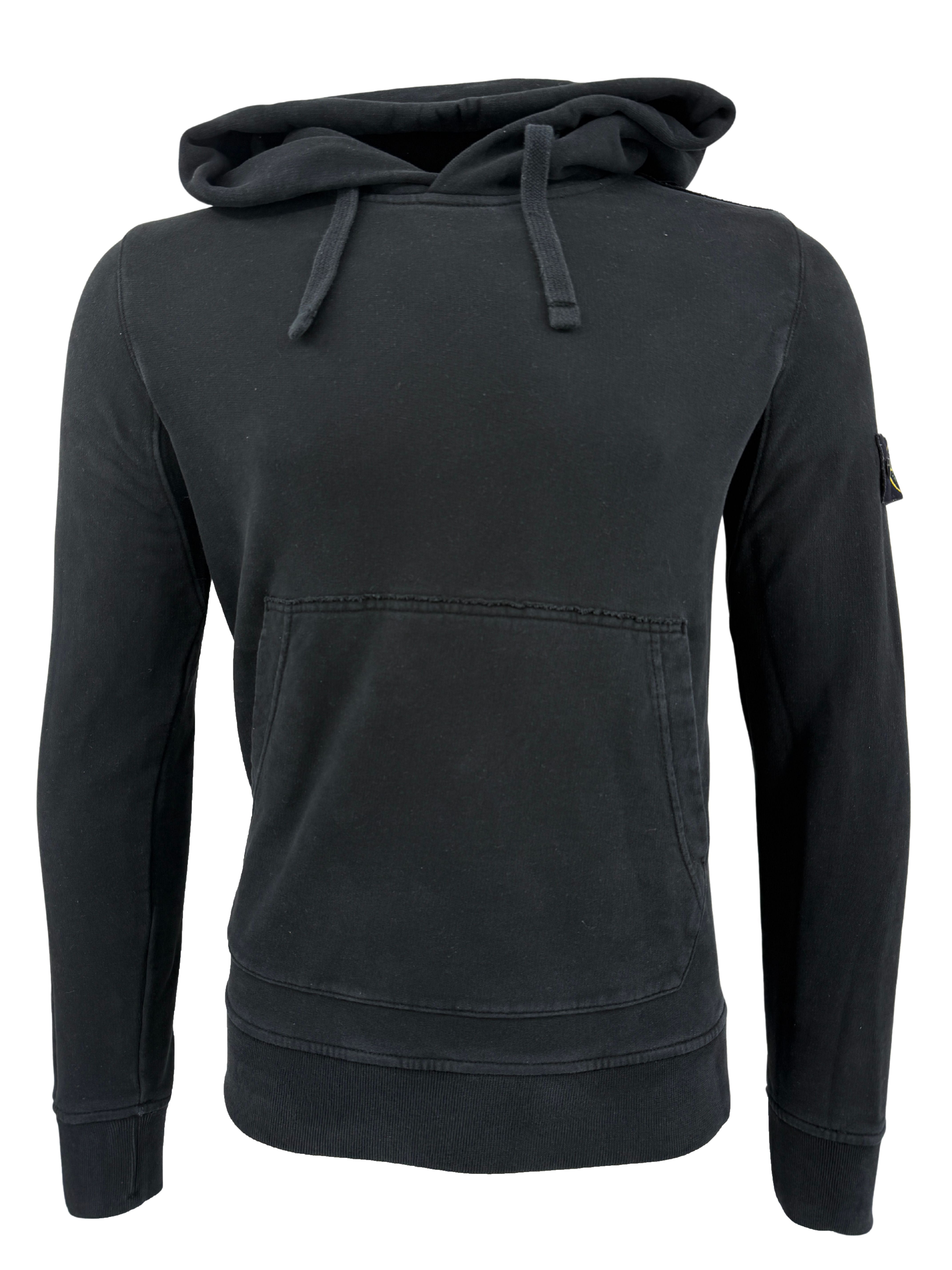 Stone Island Logo Hooded Cotton Sweatshirt - Black Stone Island