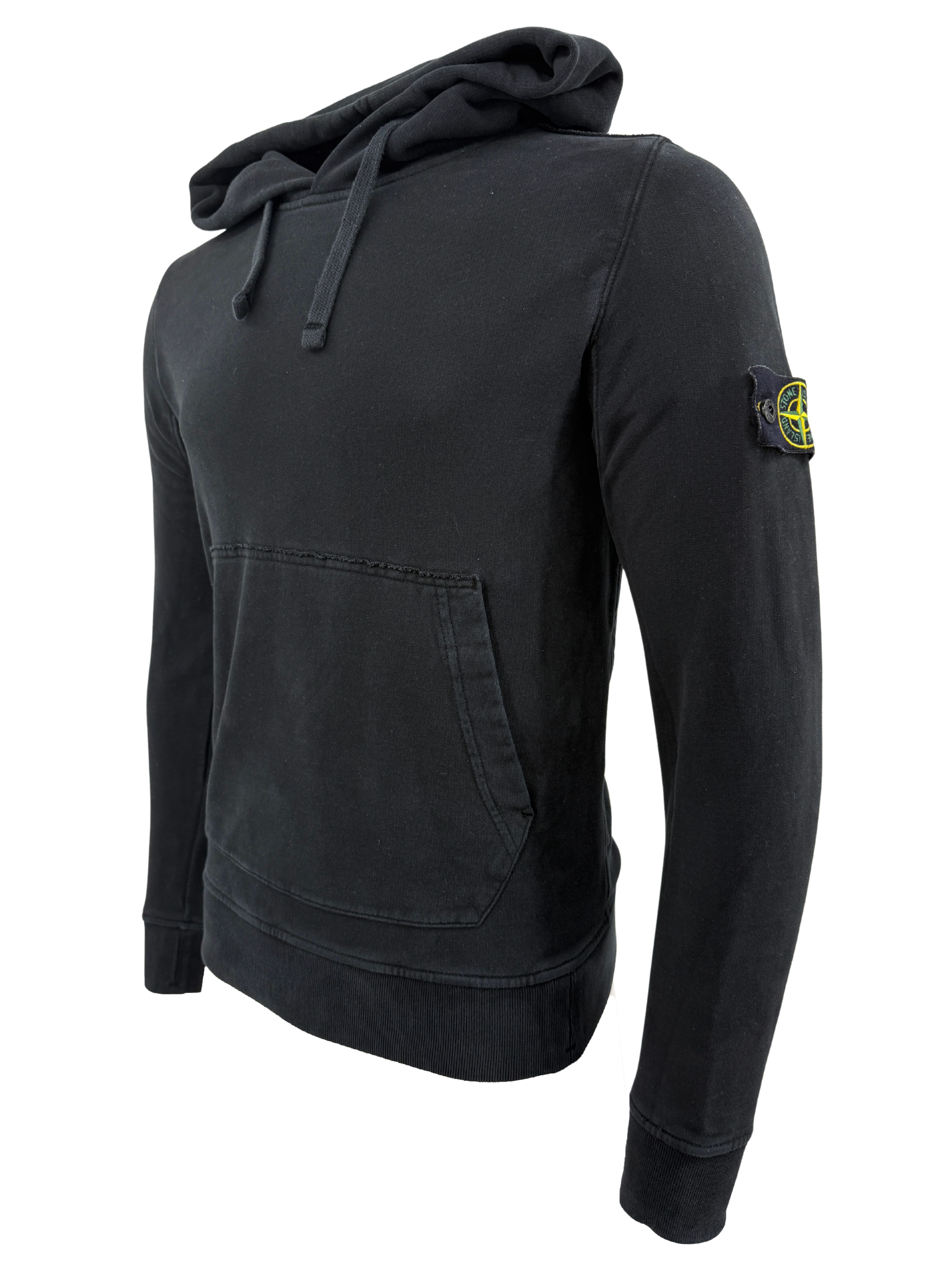 Stone Island Logo Hooded Cotton Sweatshirt - Black Stone Island