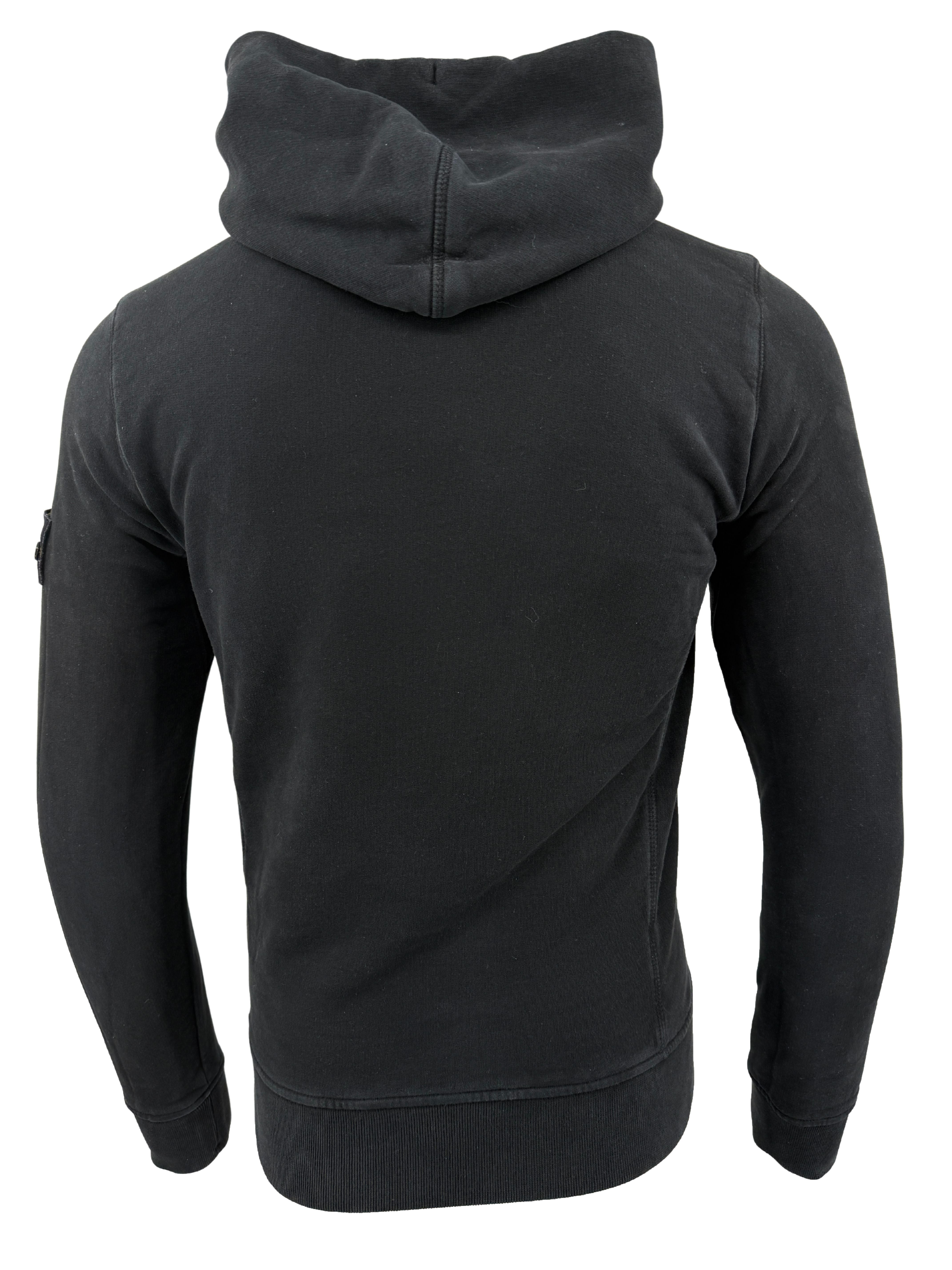 Stone Island Logo Hooded Cotton Sweatshirt - Black Stone Island