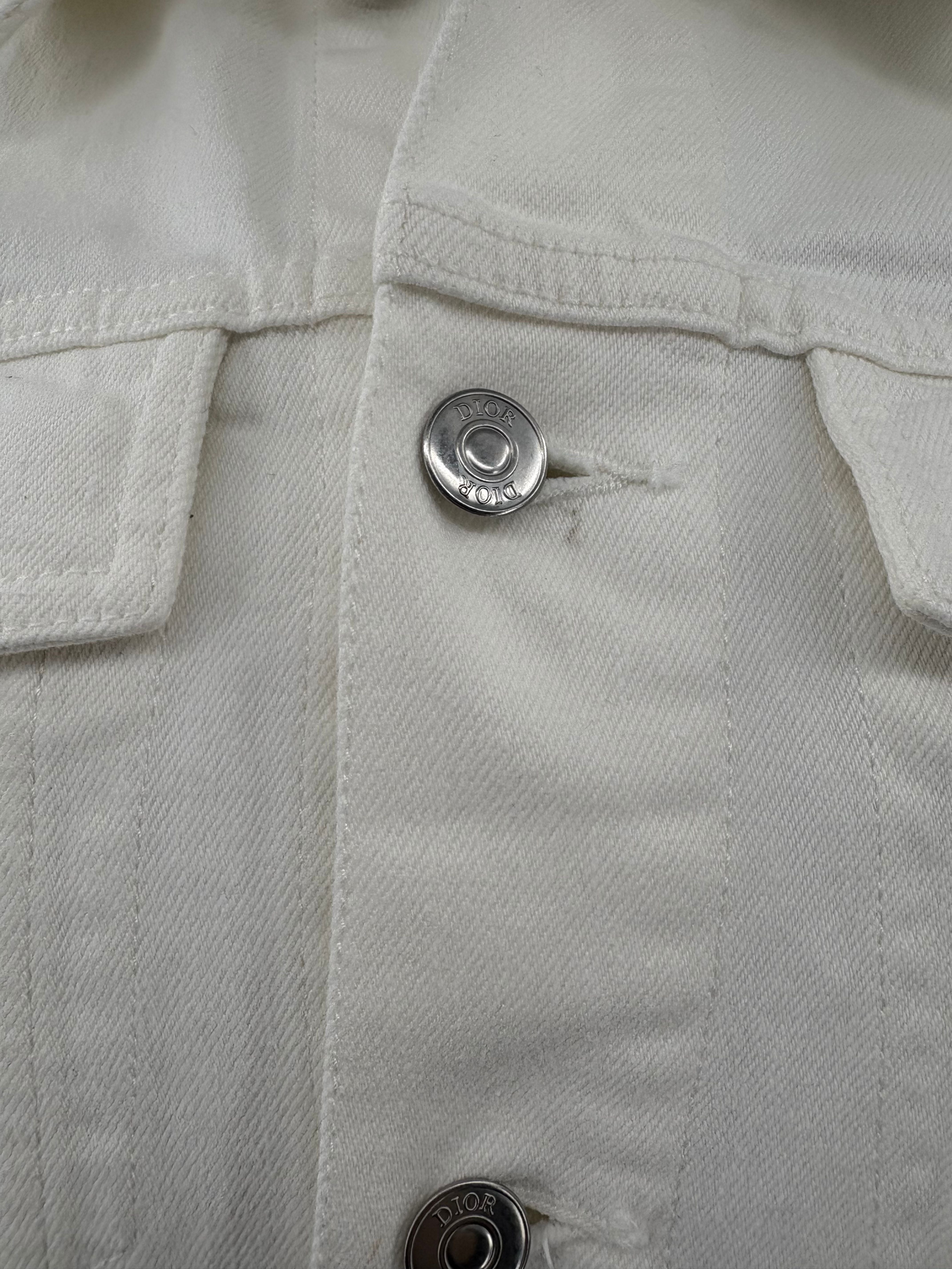 Dior White Denim Embroidered Logo Jacket  - White
