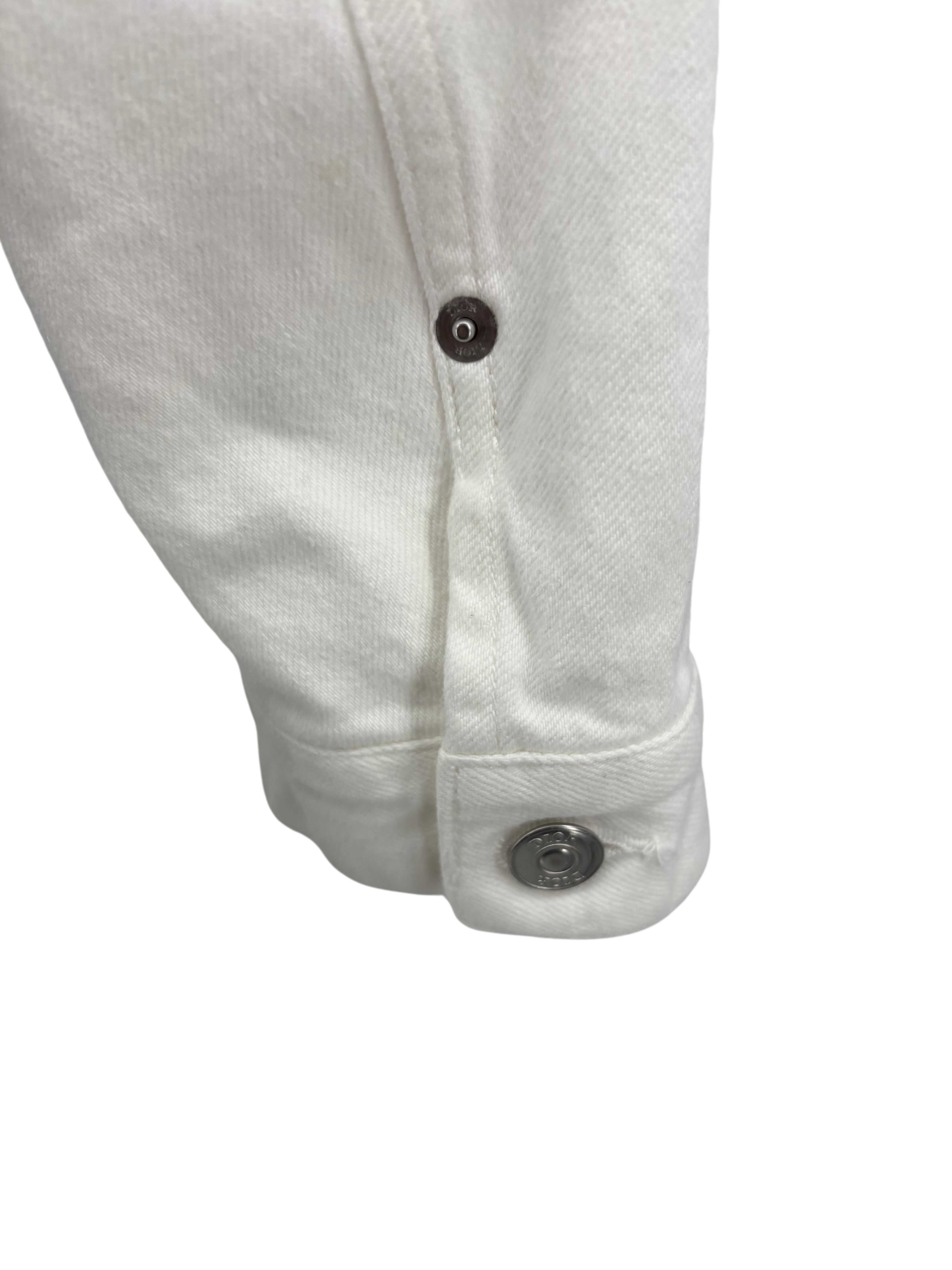 Dior White Denim Embroidered Logo Jacket  - White