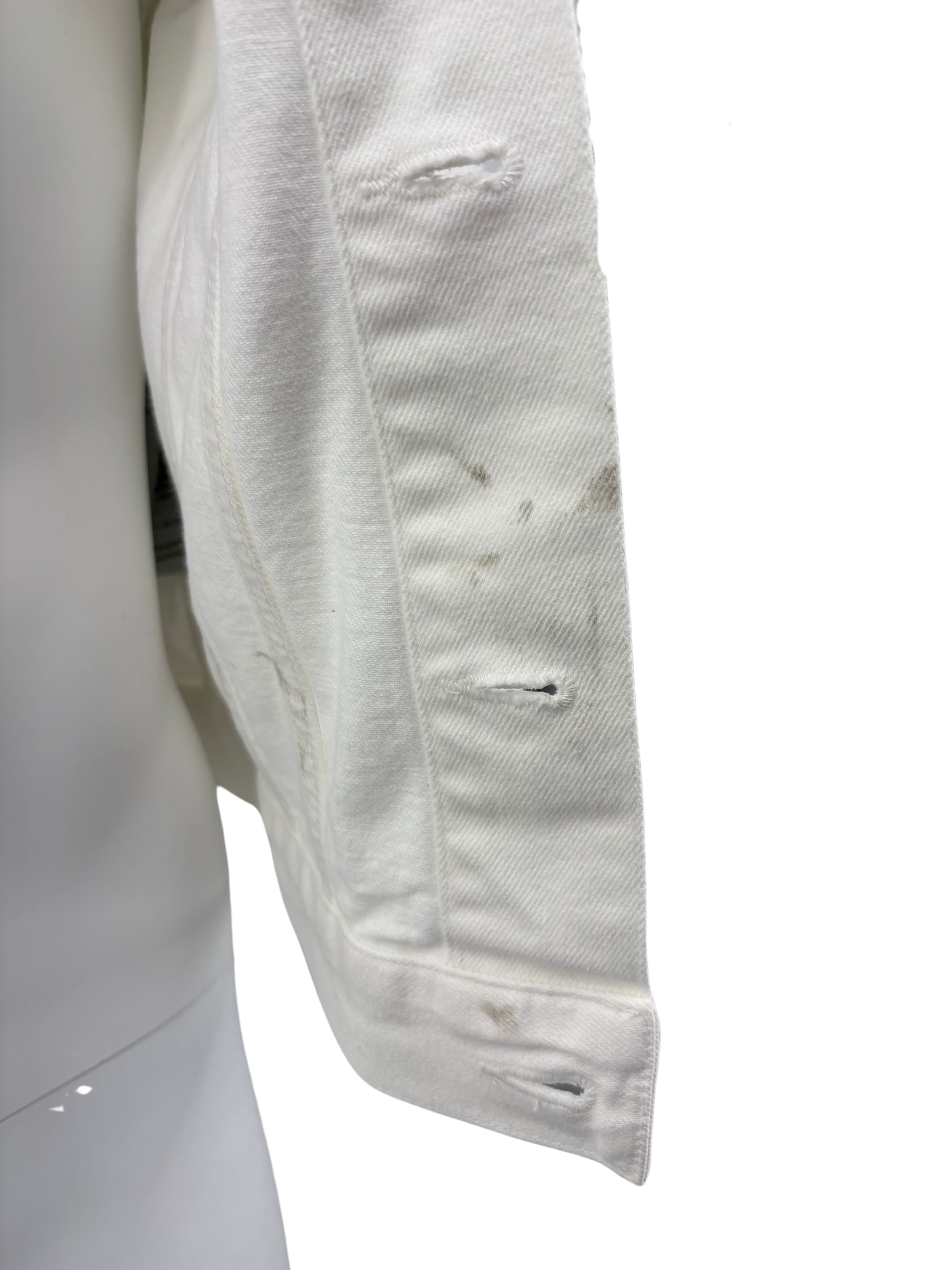 Dior White Denim Embroidered Logo Jacket  - White