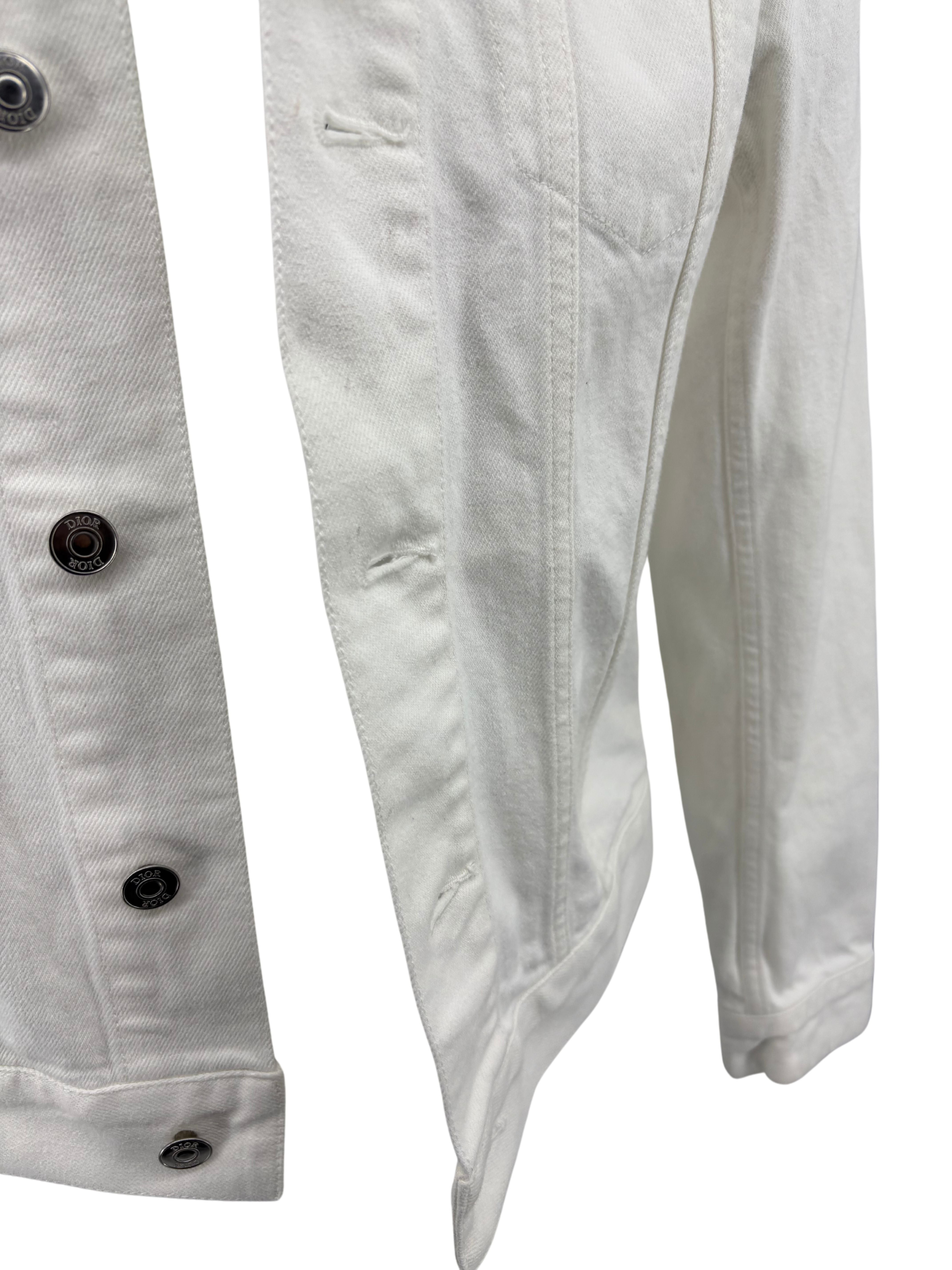 Dior White Denim Embroidered Logo Jacket  - White