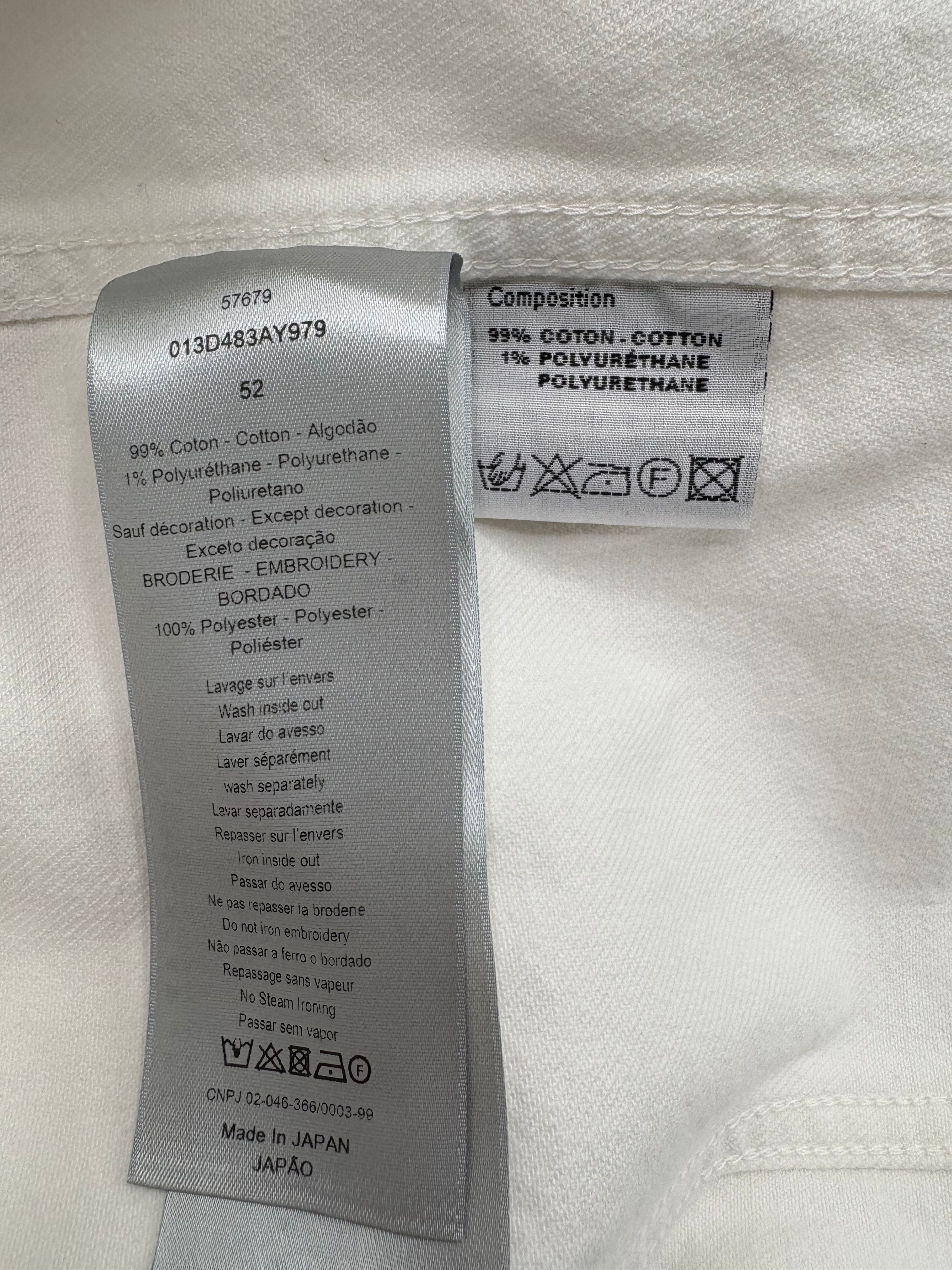 Dior White Denim Embroidered Logo Jacket  - White