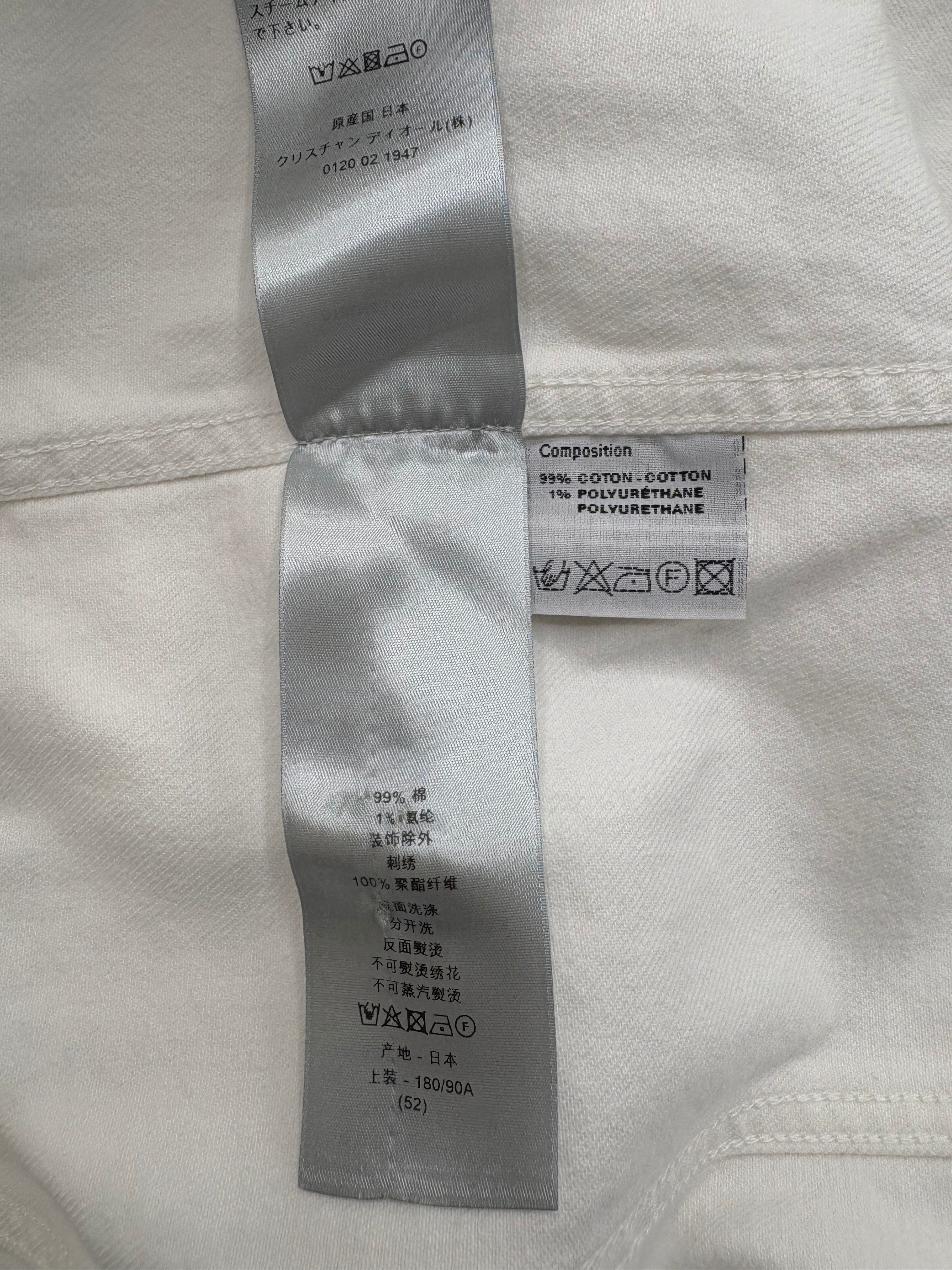 Dior White Denim Embroidered Logo Jacket  - White