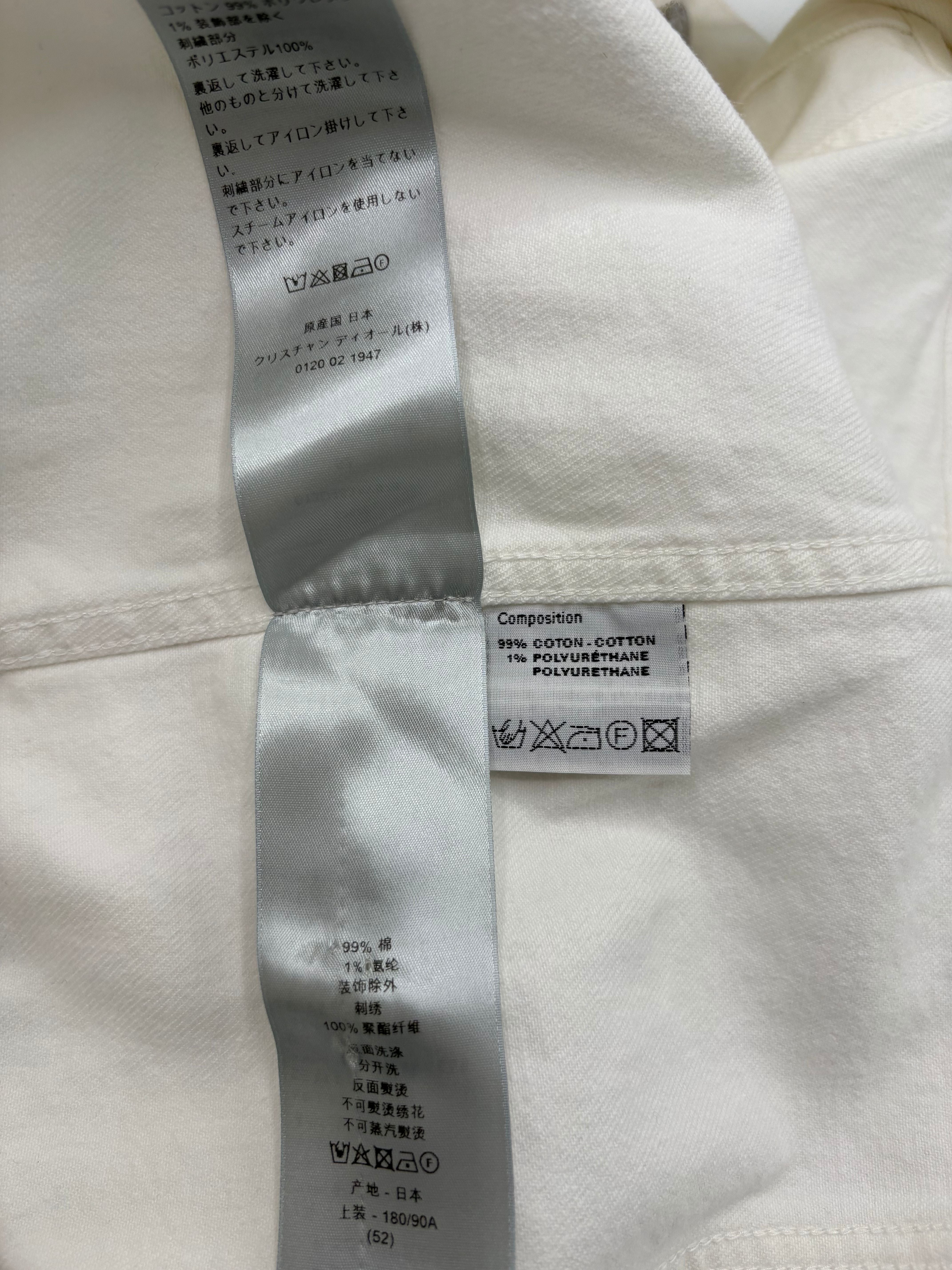 Dior White Denim Embroidered Logo Jacket  - White