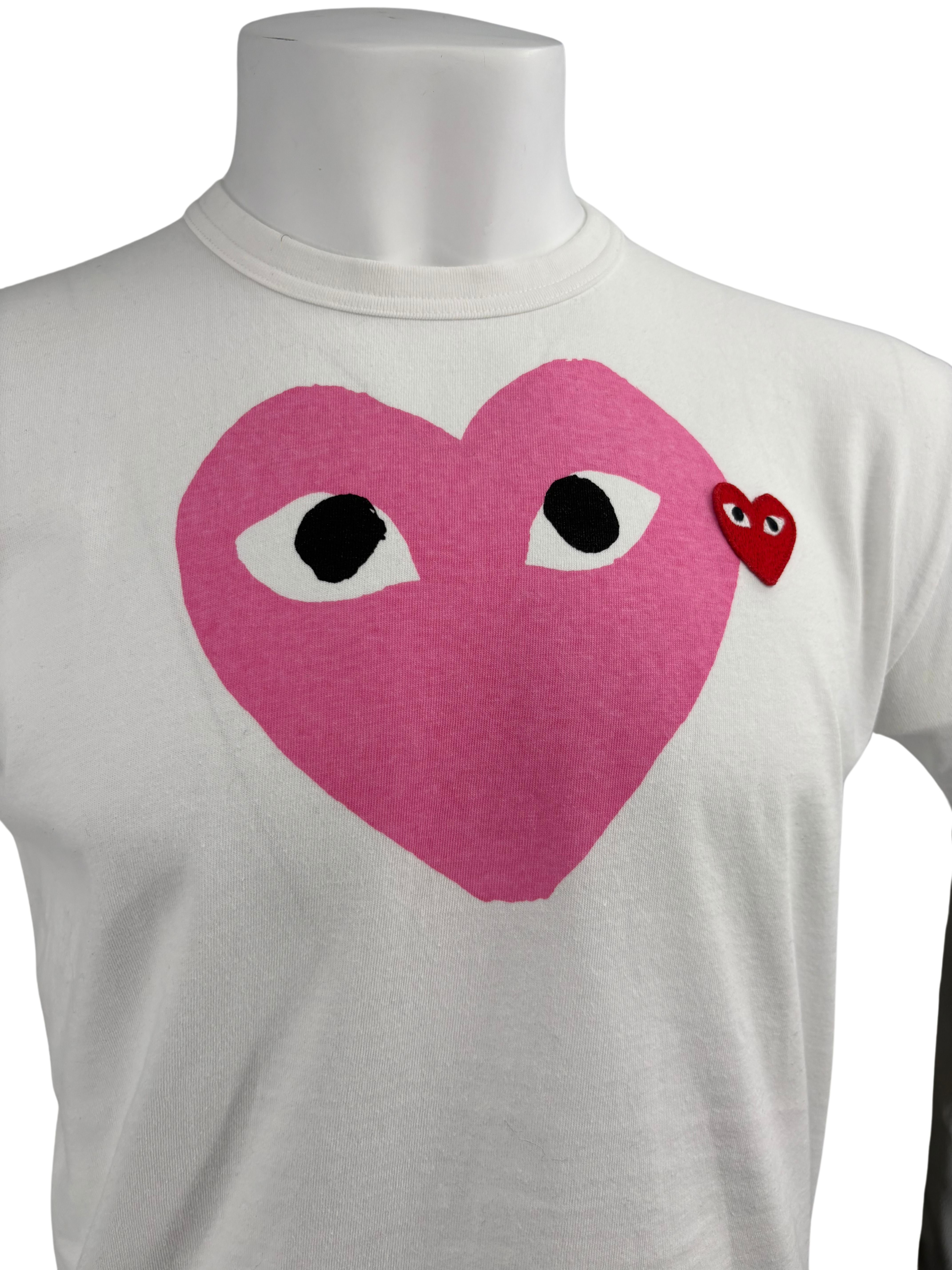 Comme des Garcon Peeping Hearts T-Shirt - White Comme de garson
