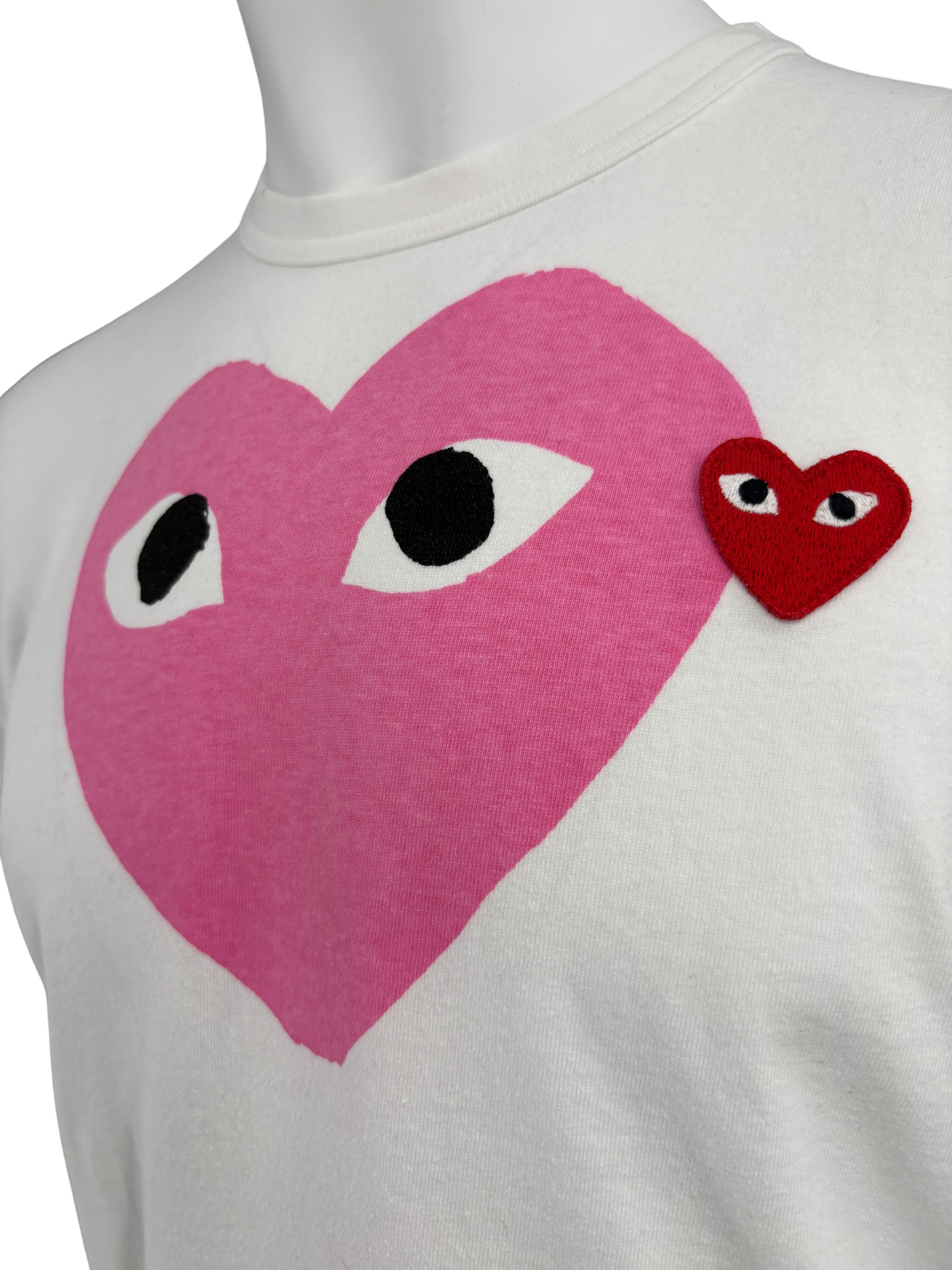 Comme des Garcon Peeping Hearts T-Shirt - White Comme de garson