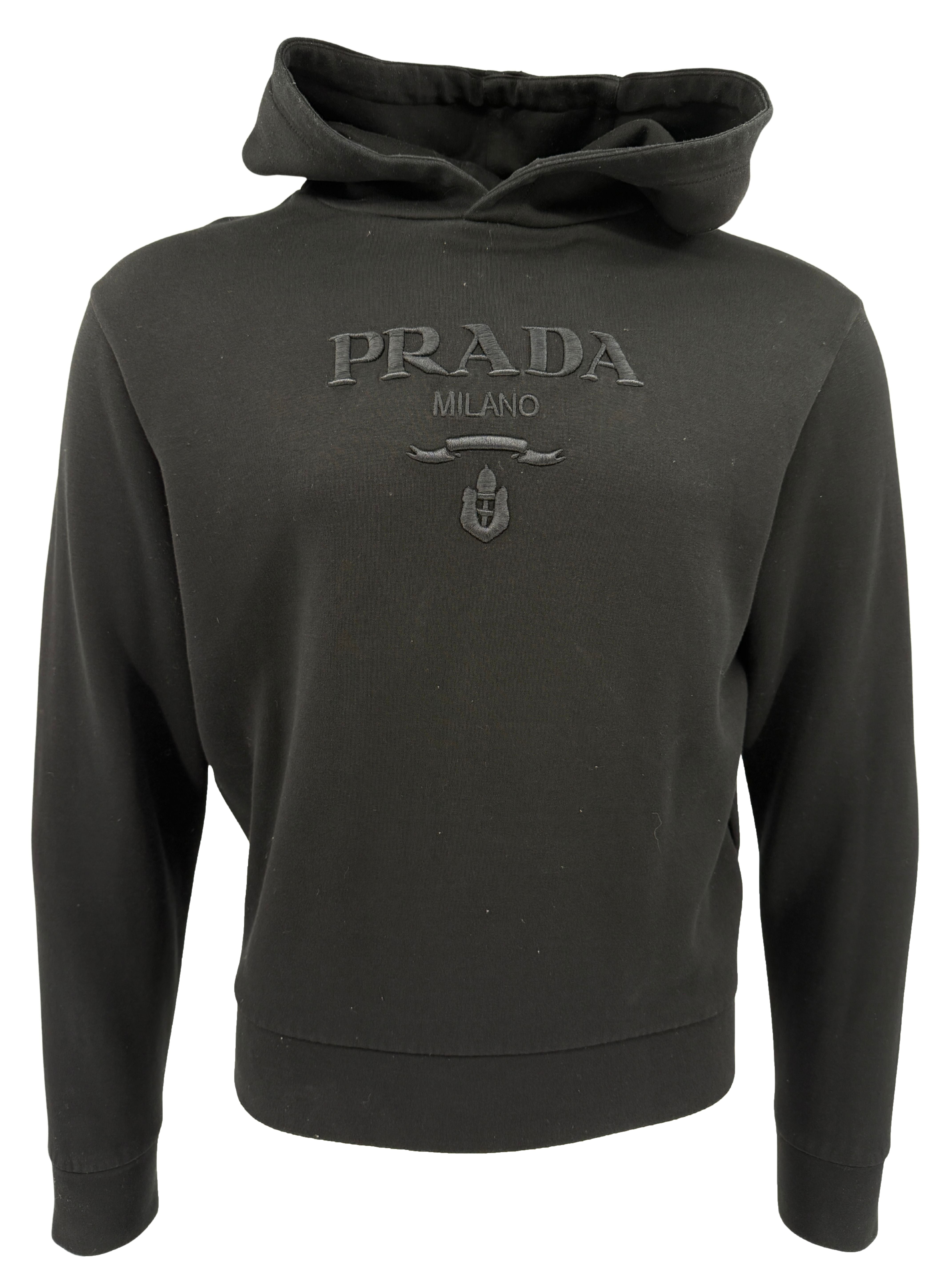 Prada Embossed Logo Hoodie - Black