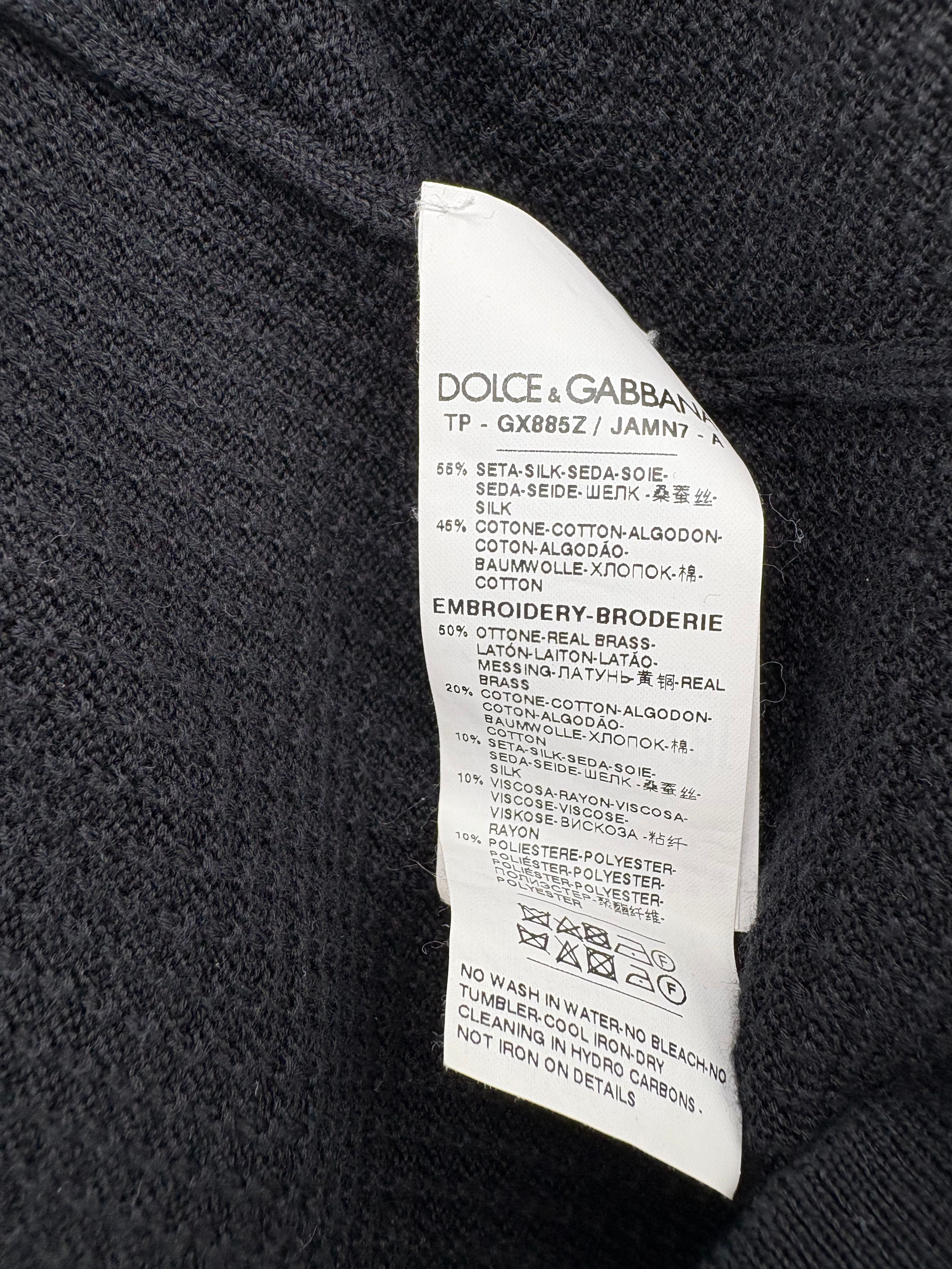 Dolce & Gabbana Embroidered Logo Knitted Polo Shirt - Black Dolce & Gabbana