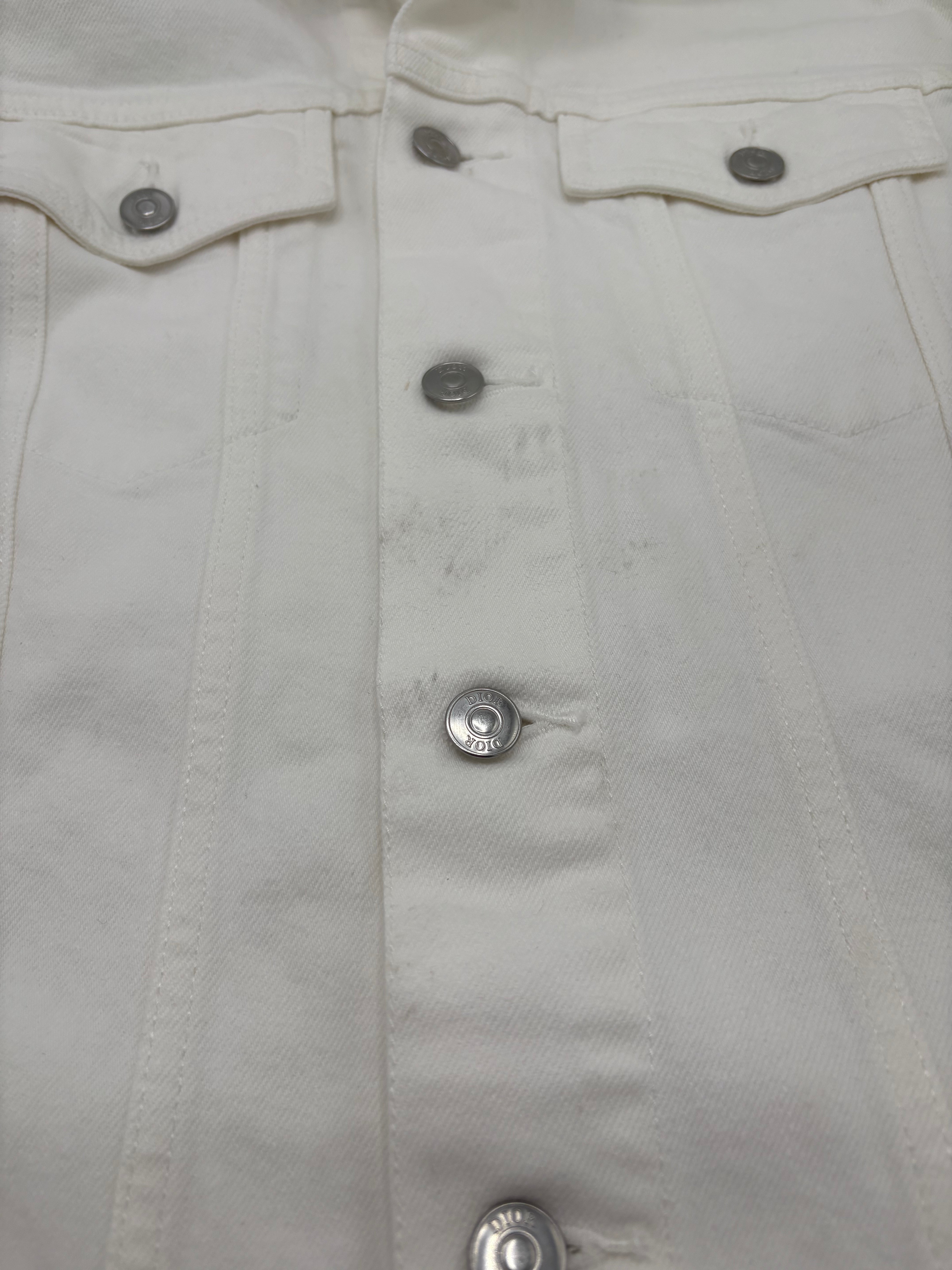 Dior White Denim Embroidered Logo Jacket  - White