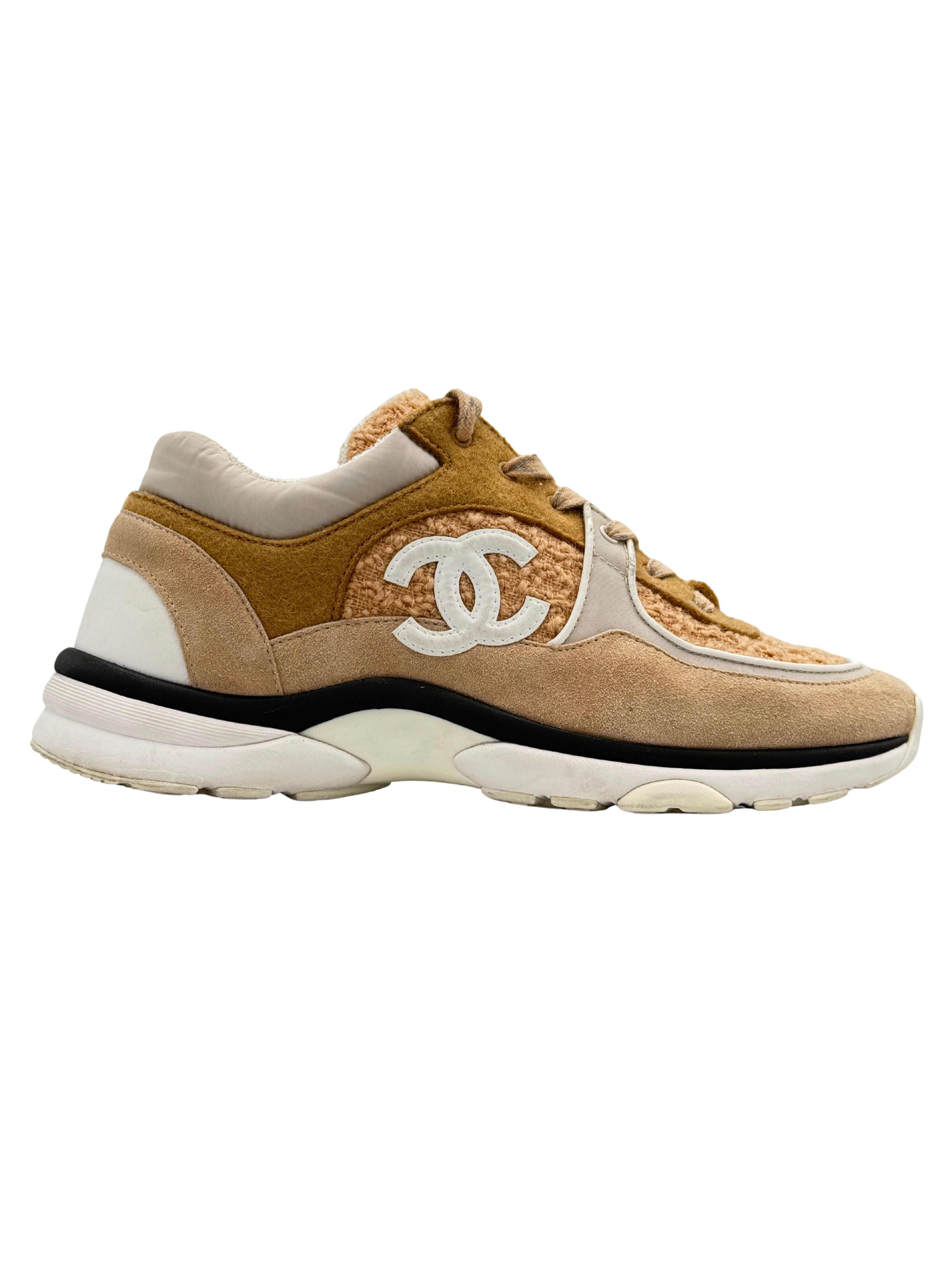 Chanel CC Tweed Runner Trainer - Beige