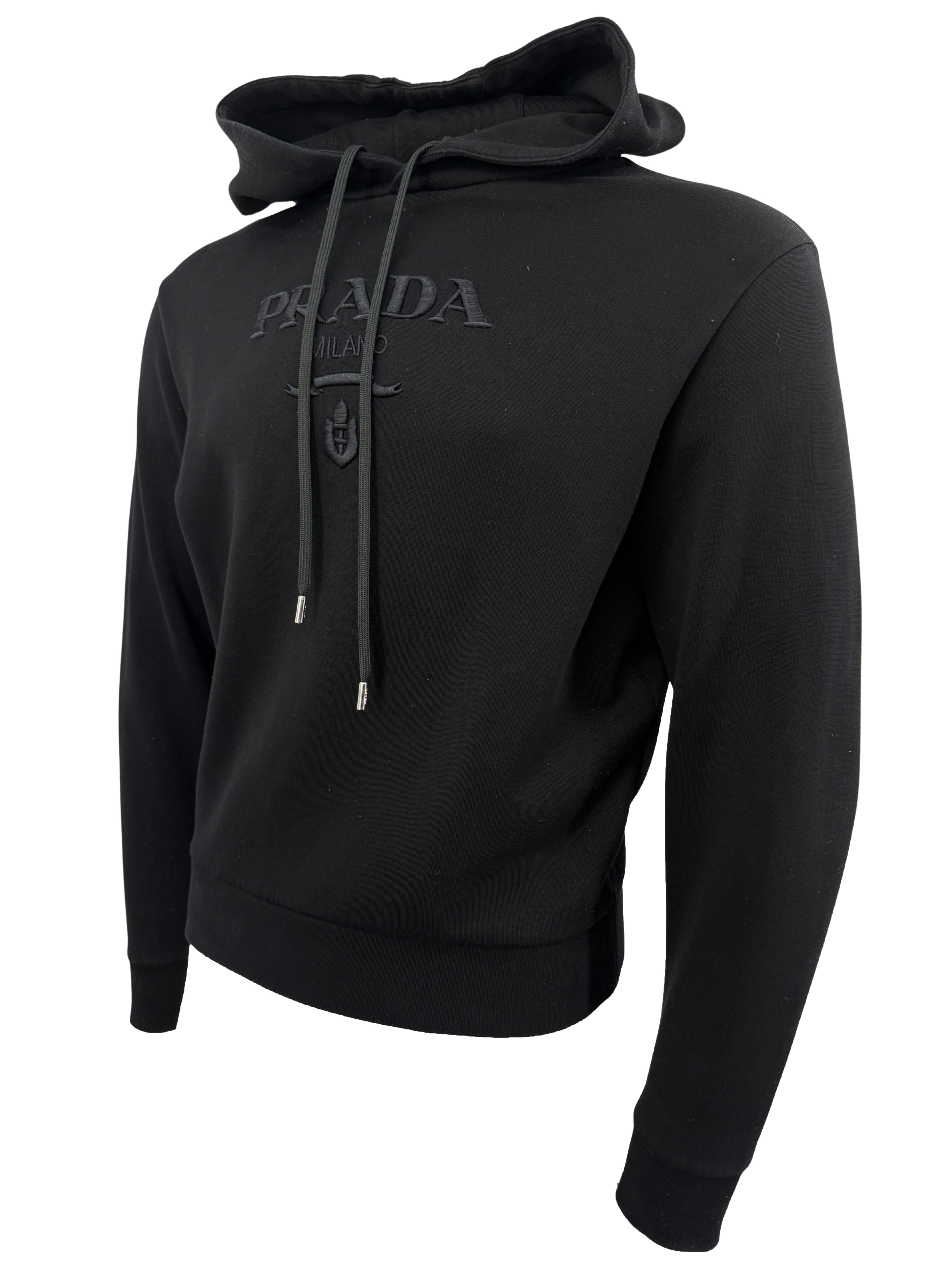 Prada Embossed Logo Hoodie - Black