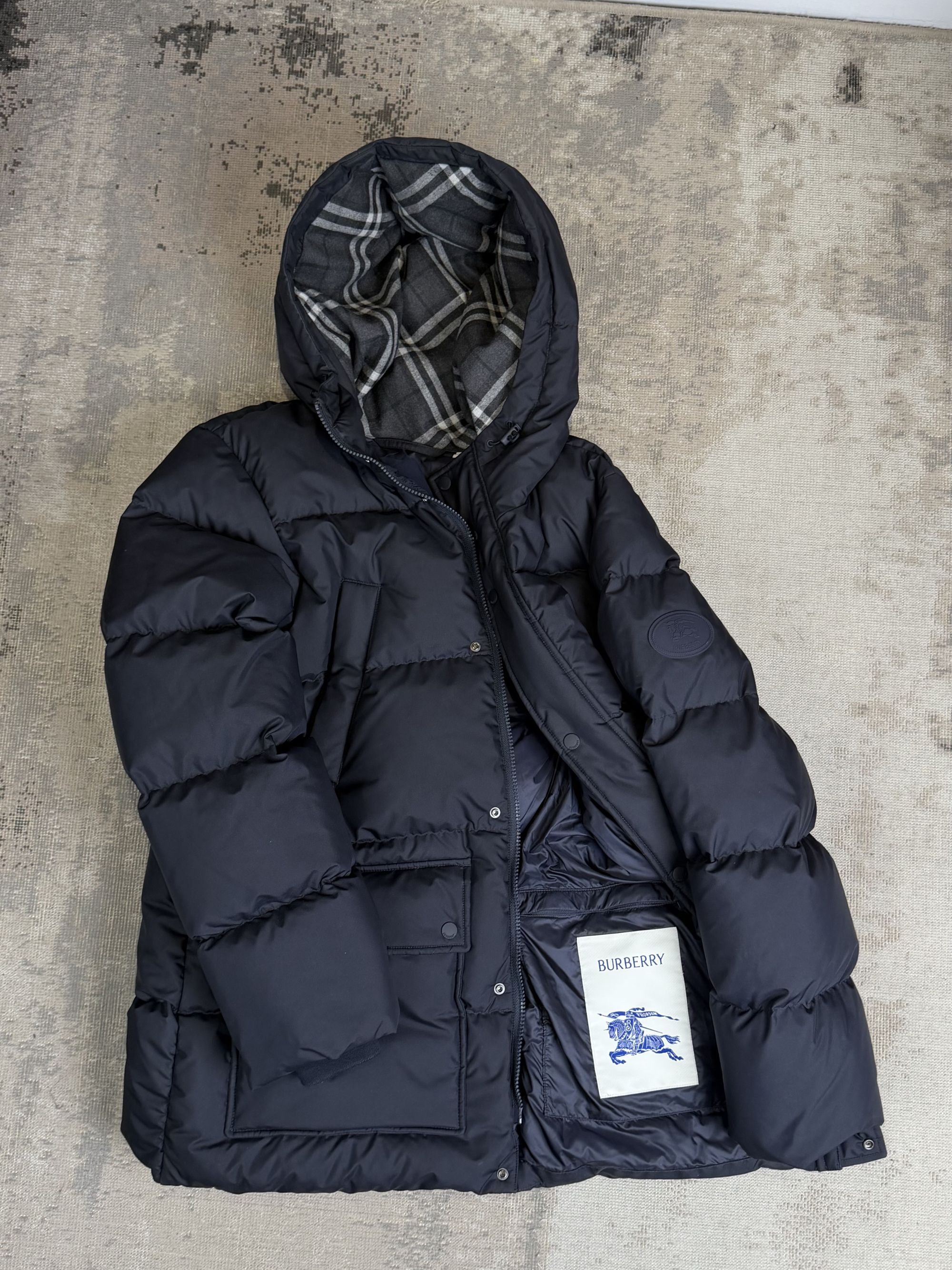 Burberry Hooded Down Jacket - Navy Burberry