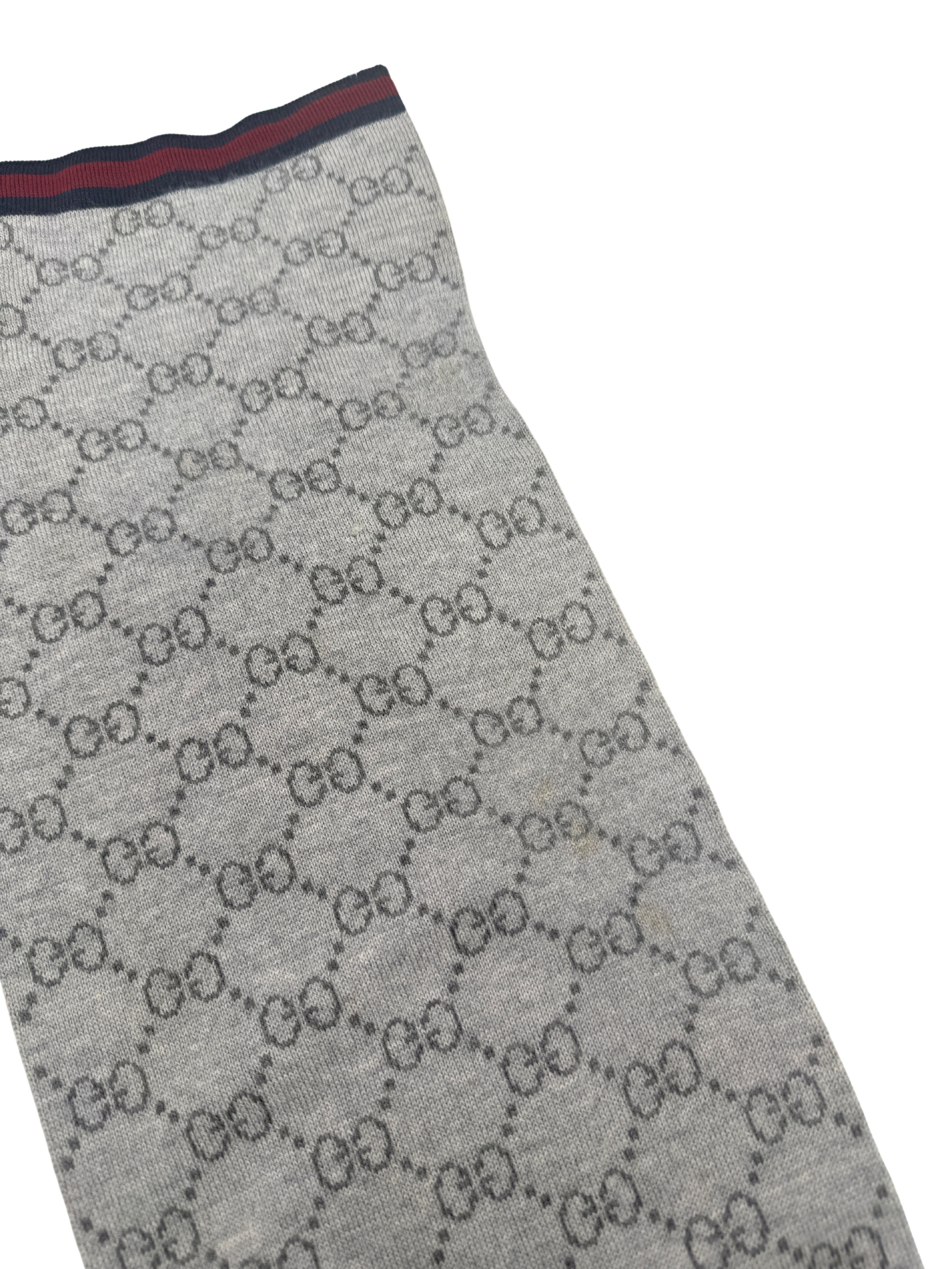 Gucci Double Jacquard GG Wool Scarf - Grey Gucci