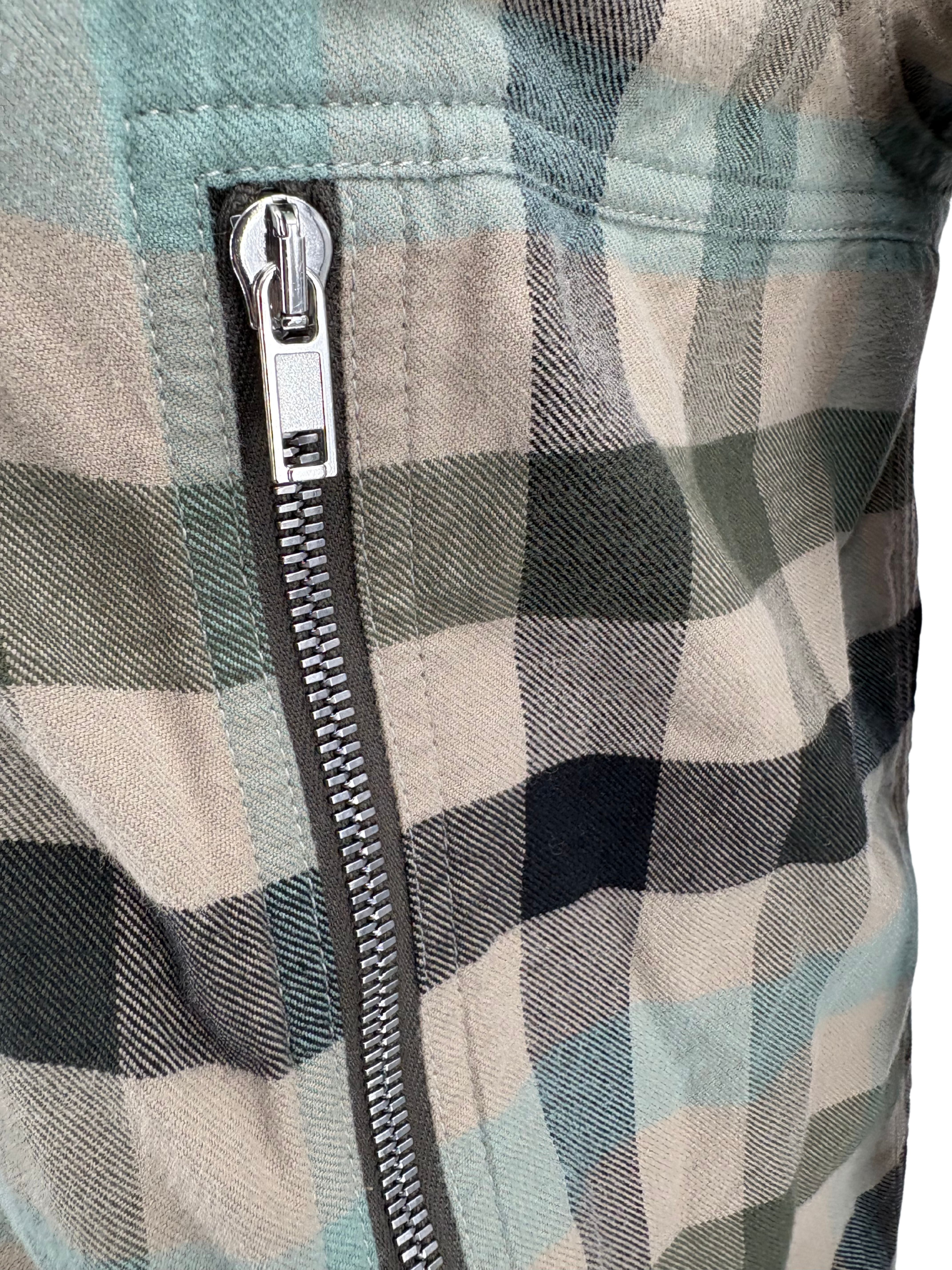 Rick Owens Larry Brushed Cotton Zip Shirt - Check Rick Owens