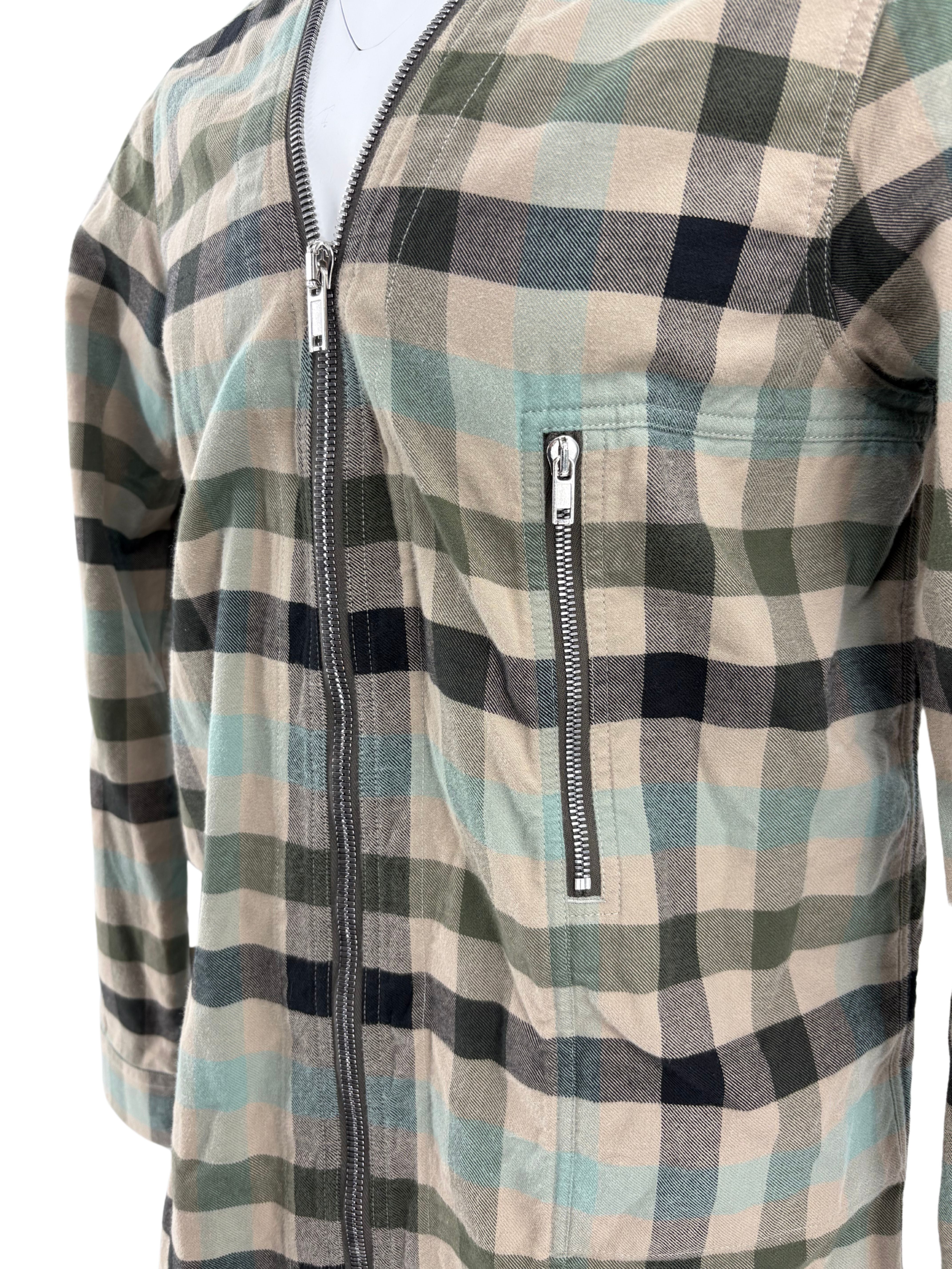 Rick Owens Larry Brushed Cotton Zip Shirt - Check Rick Owens