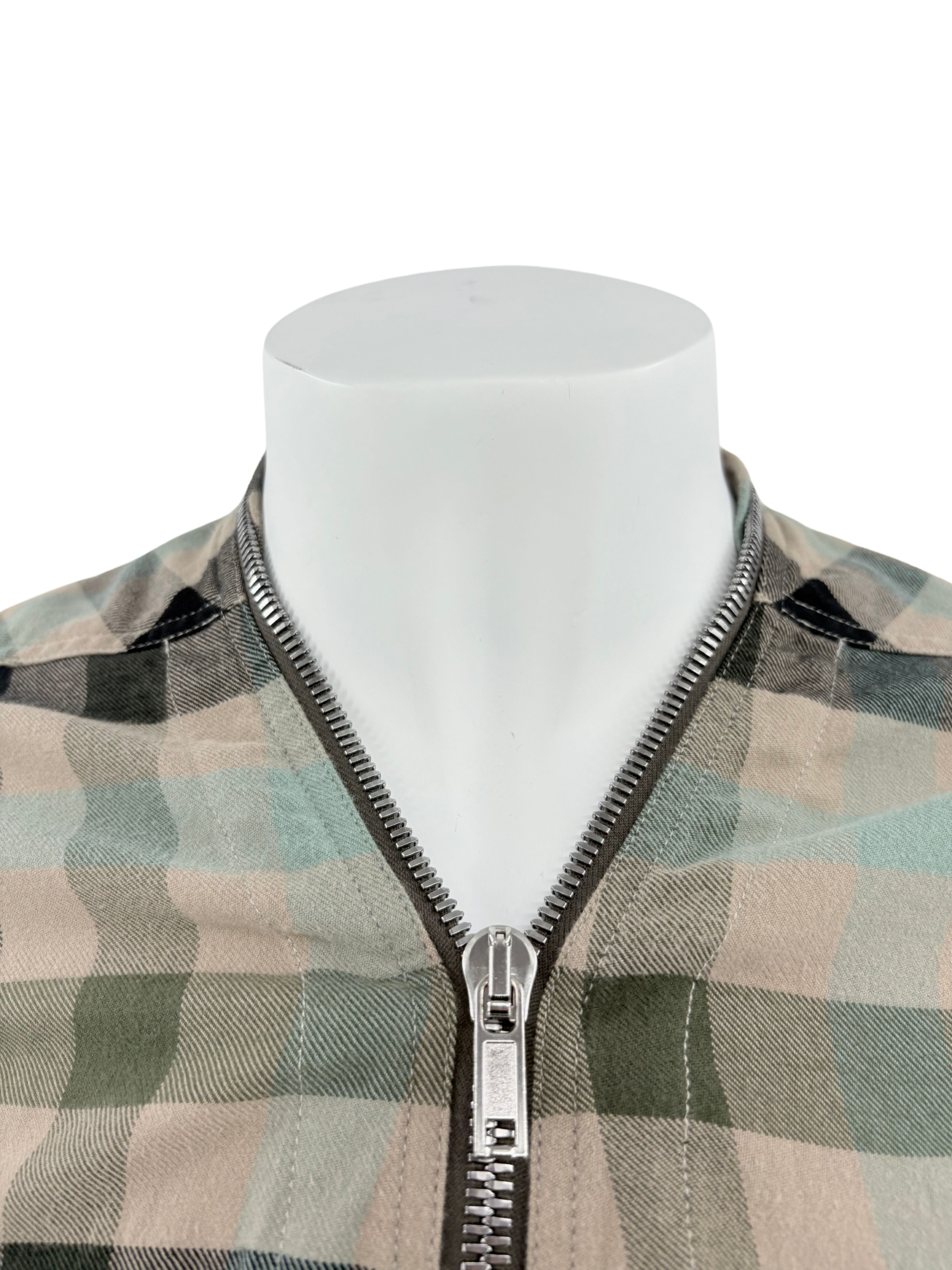 Rick Owens Larry Brushed Cotton Zip Shirt - Check Rick Owens