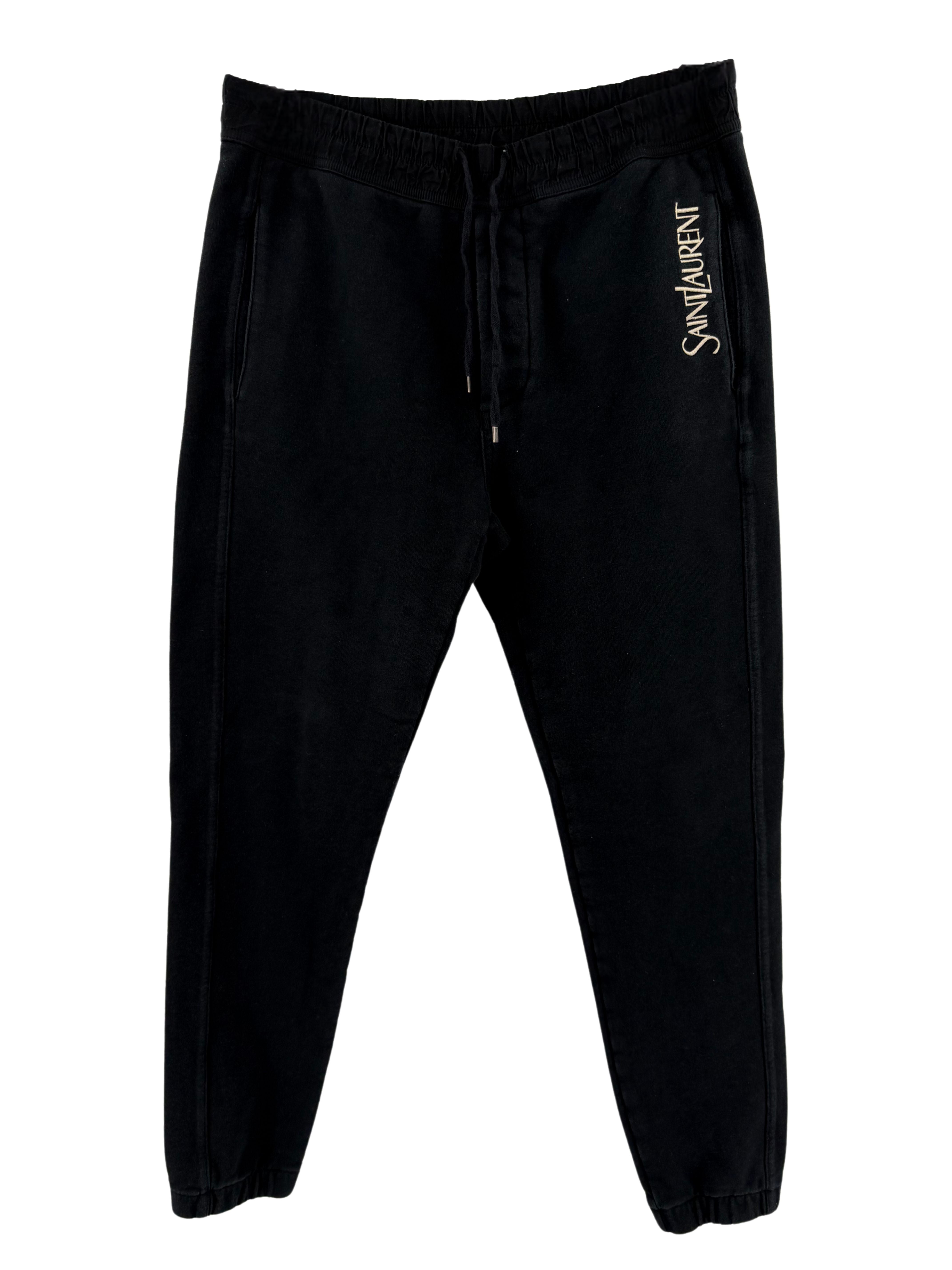 Saint Laurent Tapered Logo-Embroidered Joggers - Black Saint Laurent
