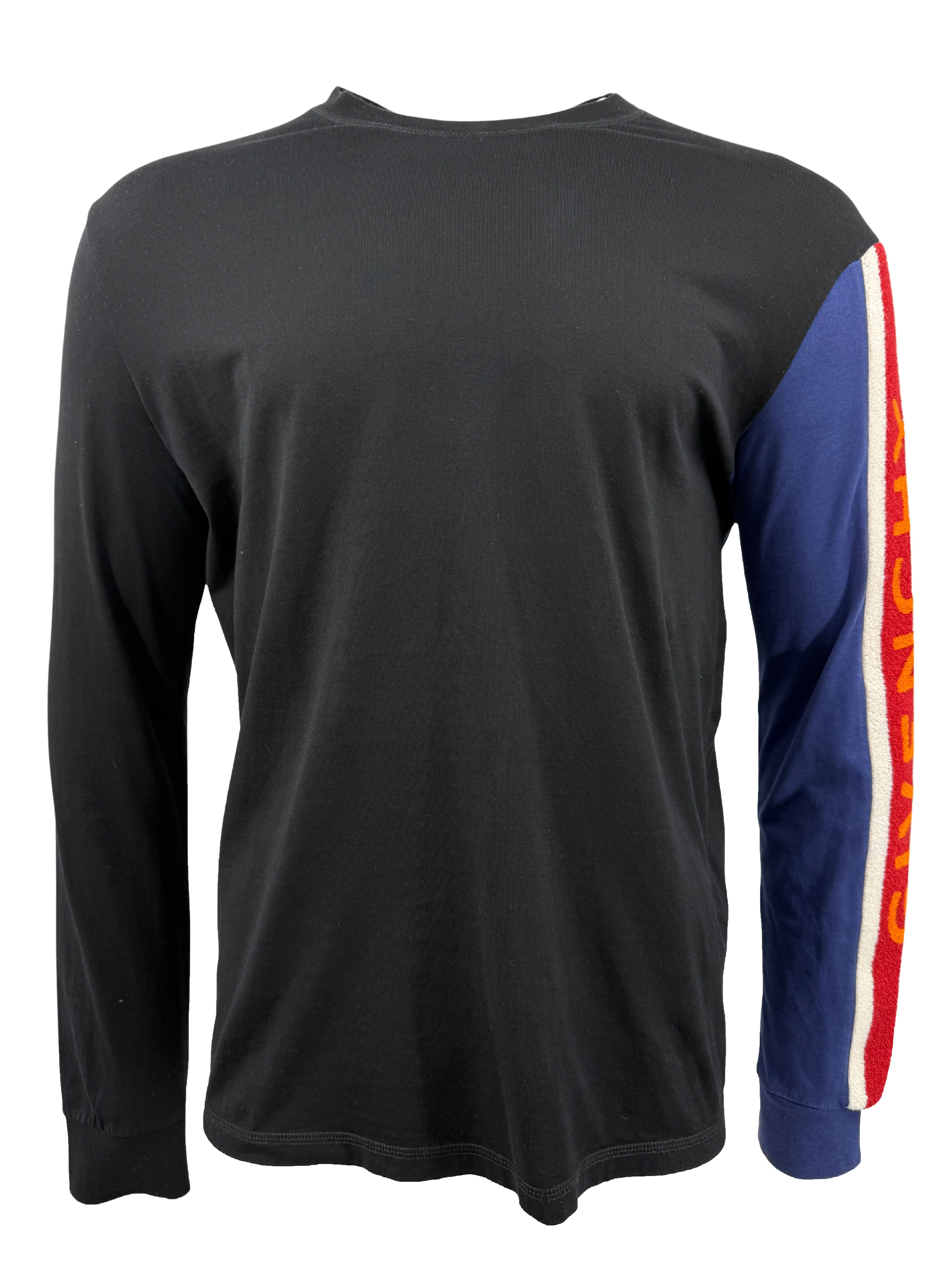 Givenchy Long Sleeve Towelling Logo T-Shirt - Black HOLE