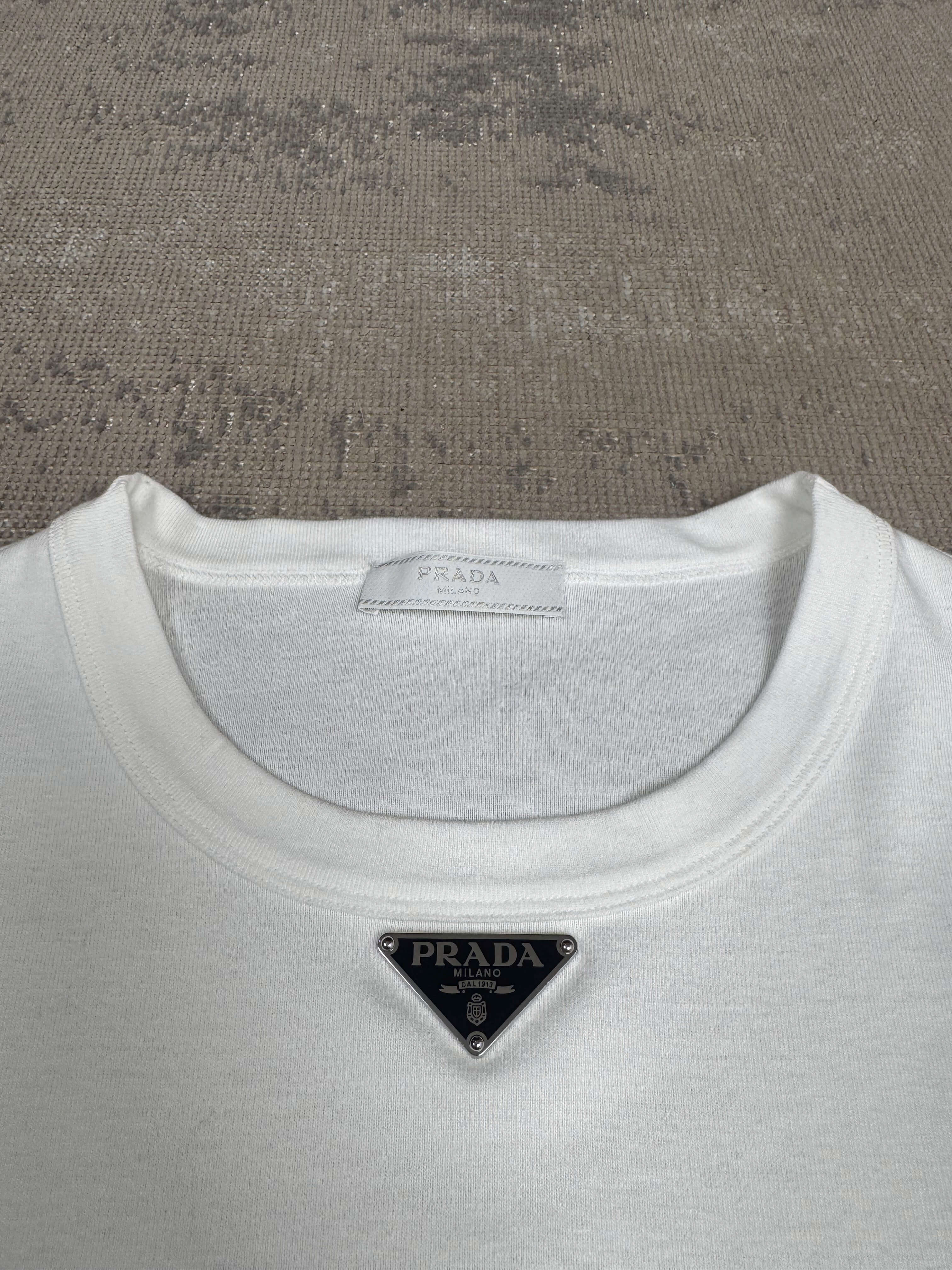 Prada Plaque T-Shirt - White Prada