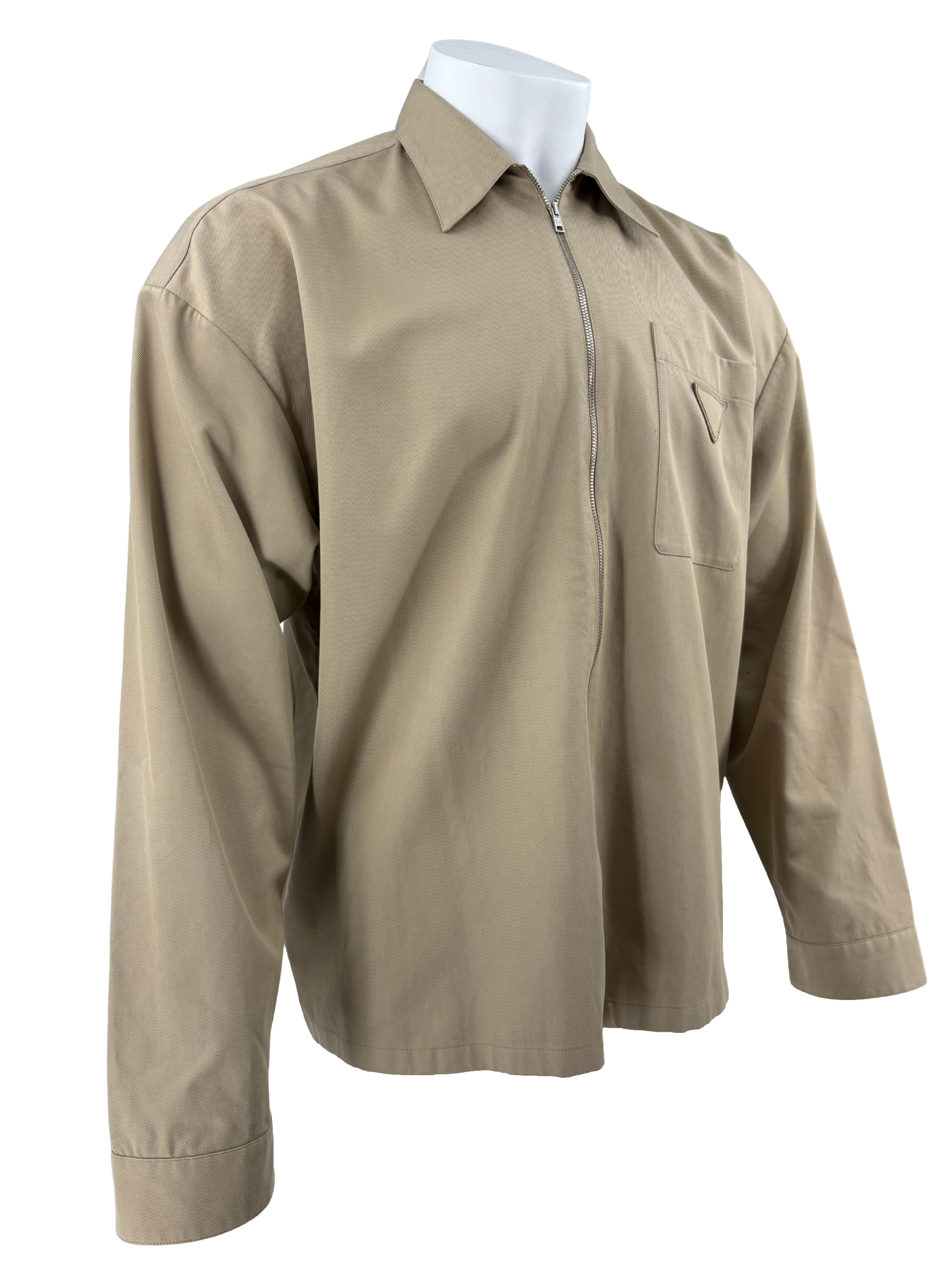 Prada Front Zip Overshirt Jacket - Beige Prada