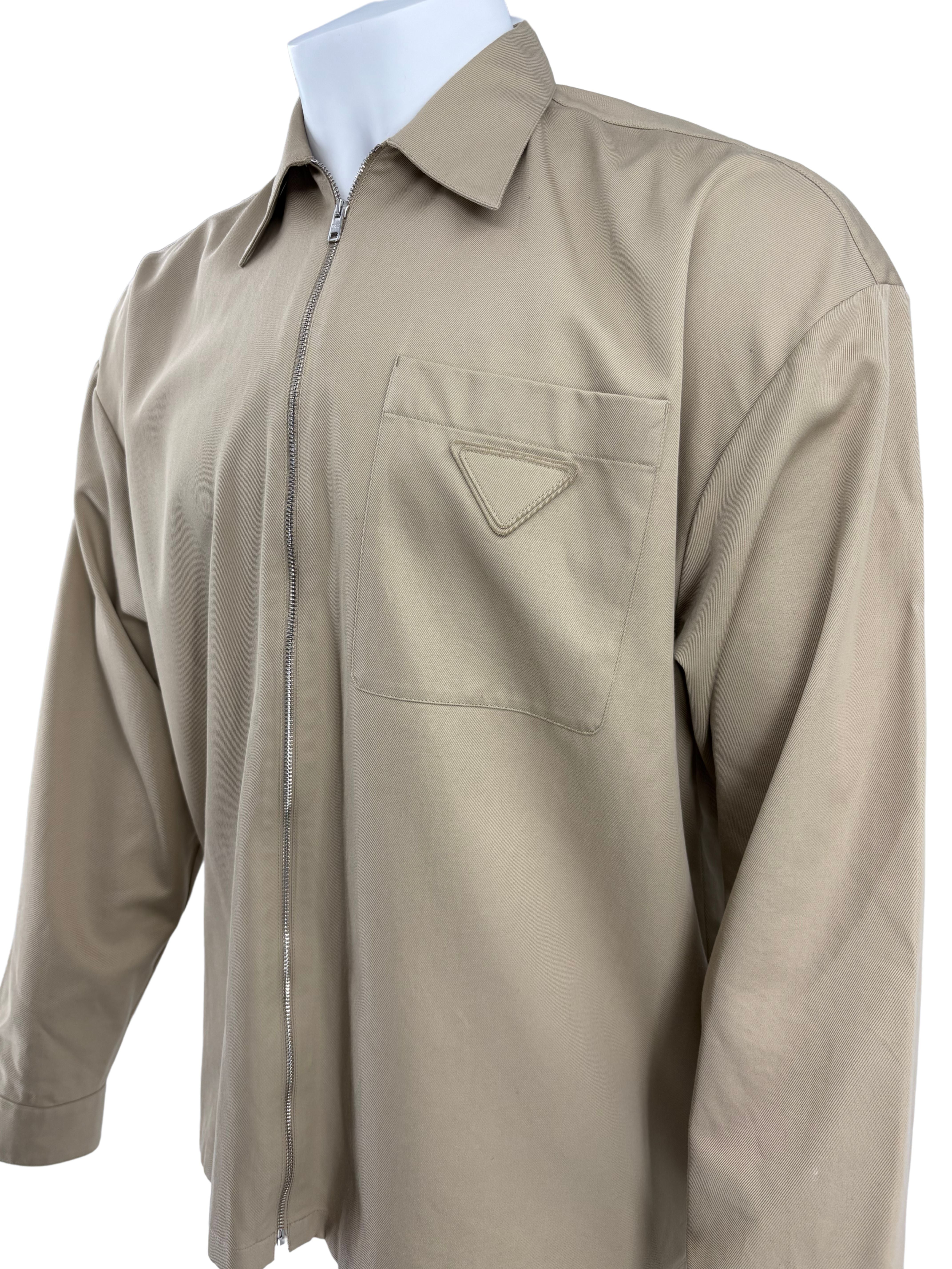 Prada Front Zip Overshirt Jacket - Beige Prada