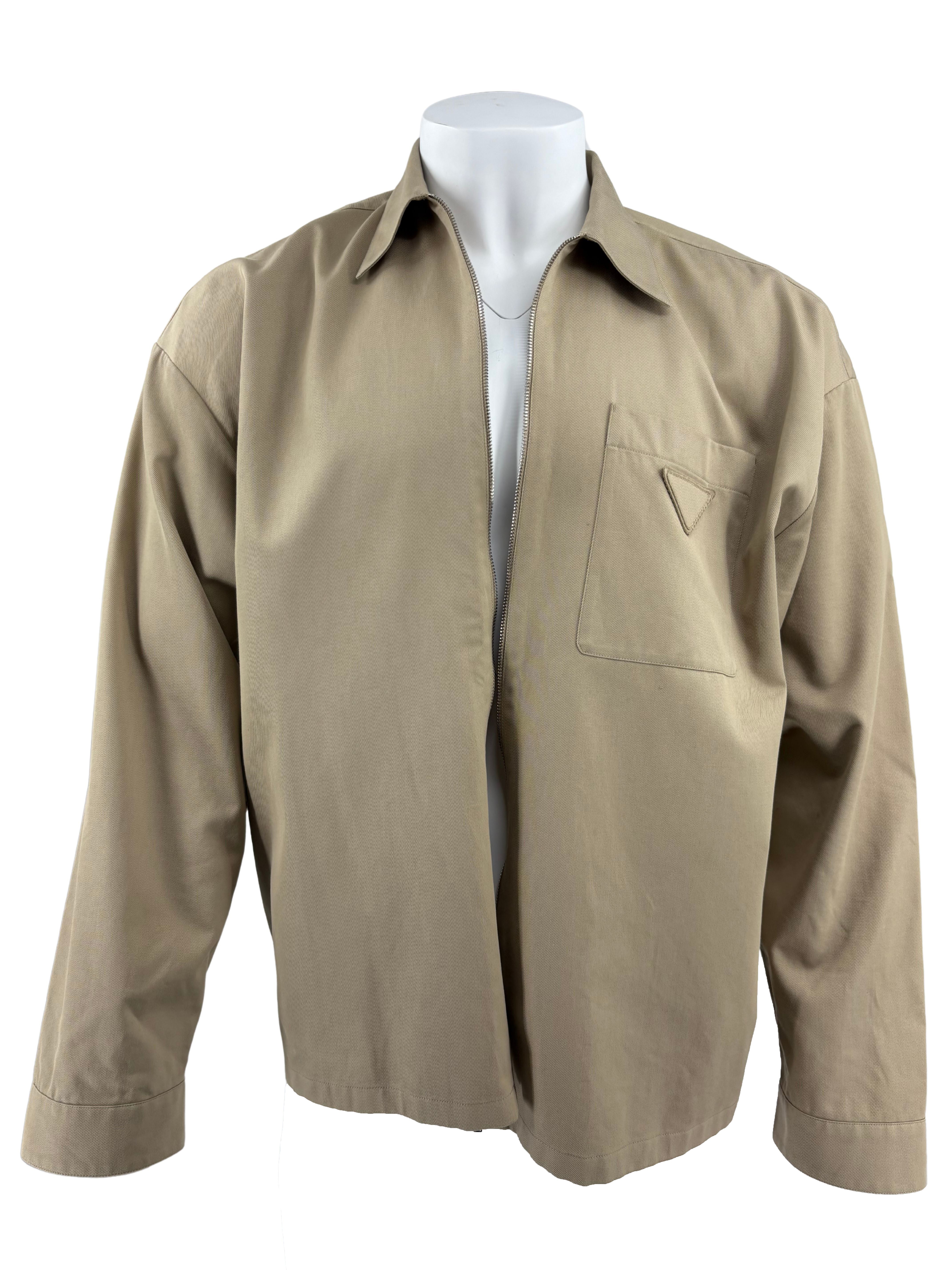 Prada Front Zip Overshirt Jacket - Beige Prada