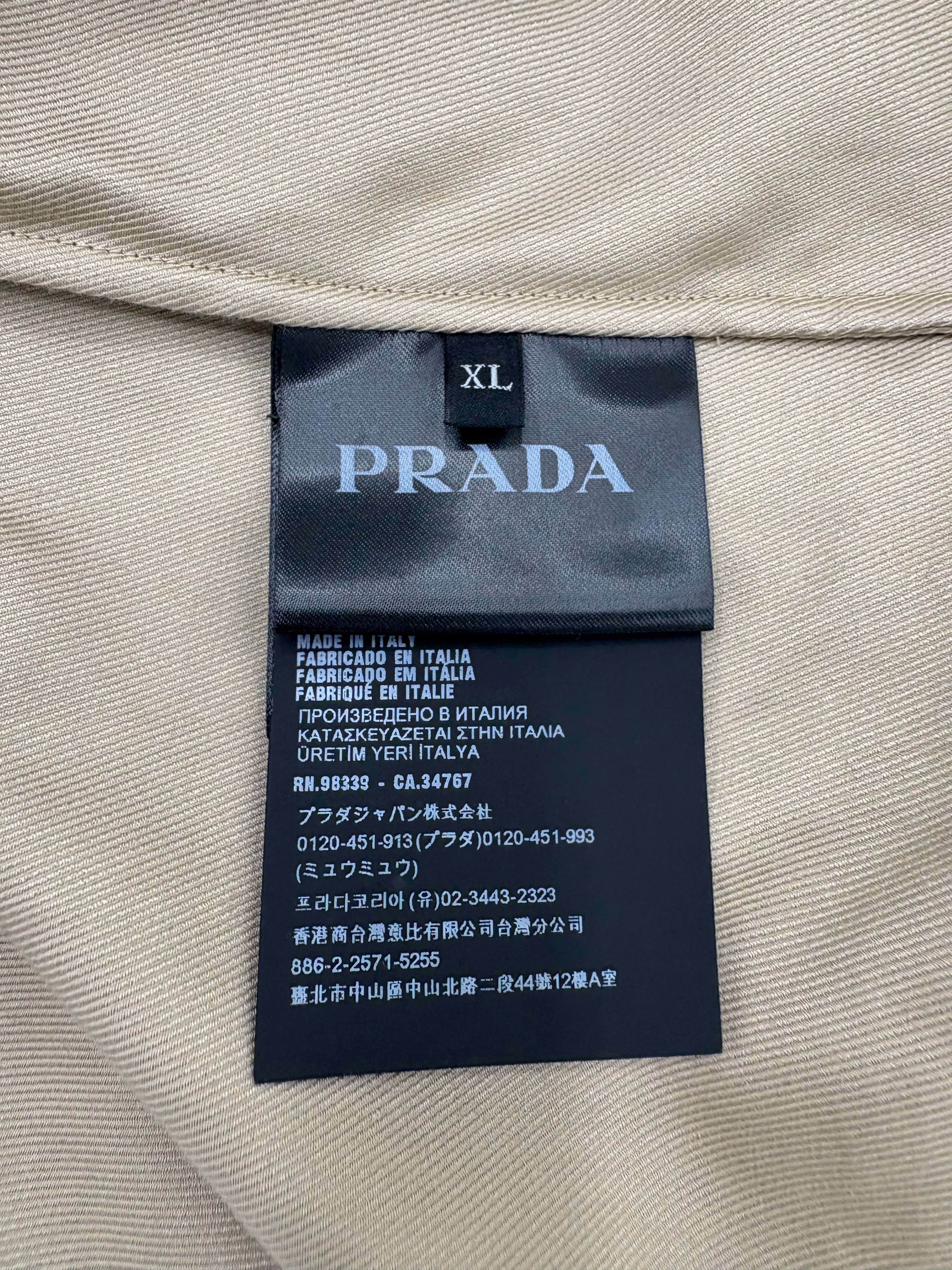 Prada Front Zip Overshirt Jacket - Beige Prada