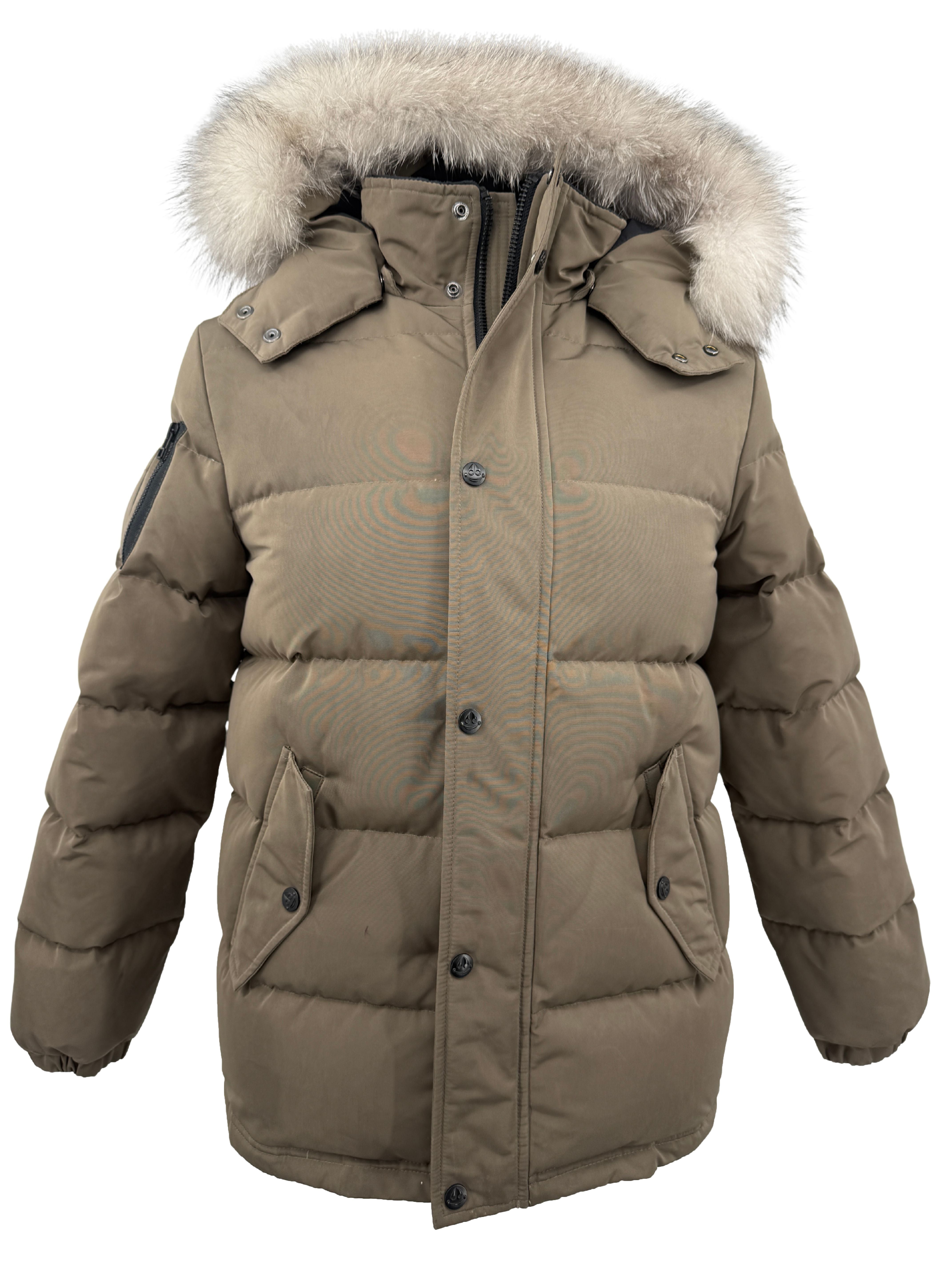 KID'S Moose Knuckles Shearling Trim Parka - Khaki Moose Knuckles