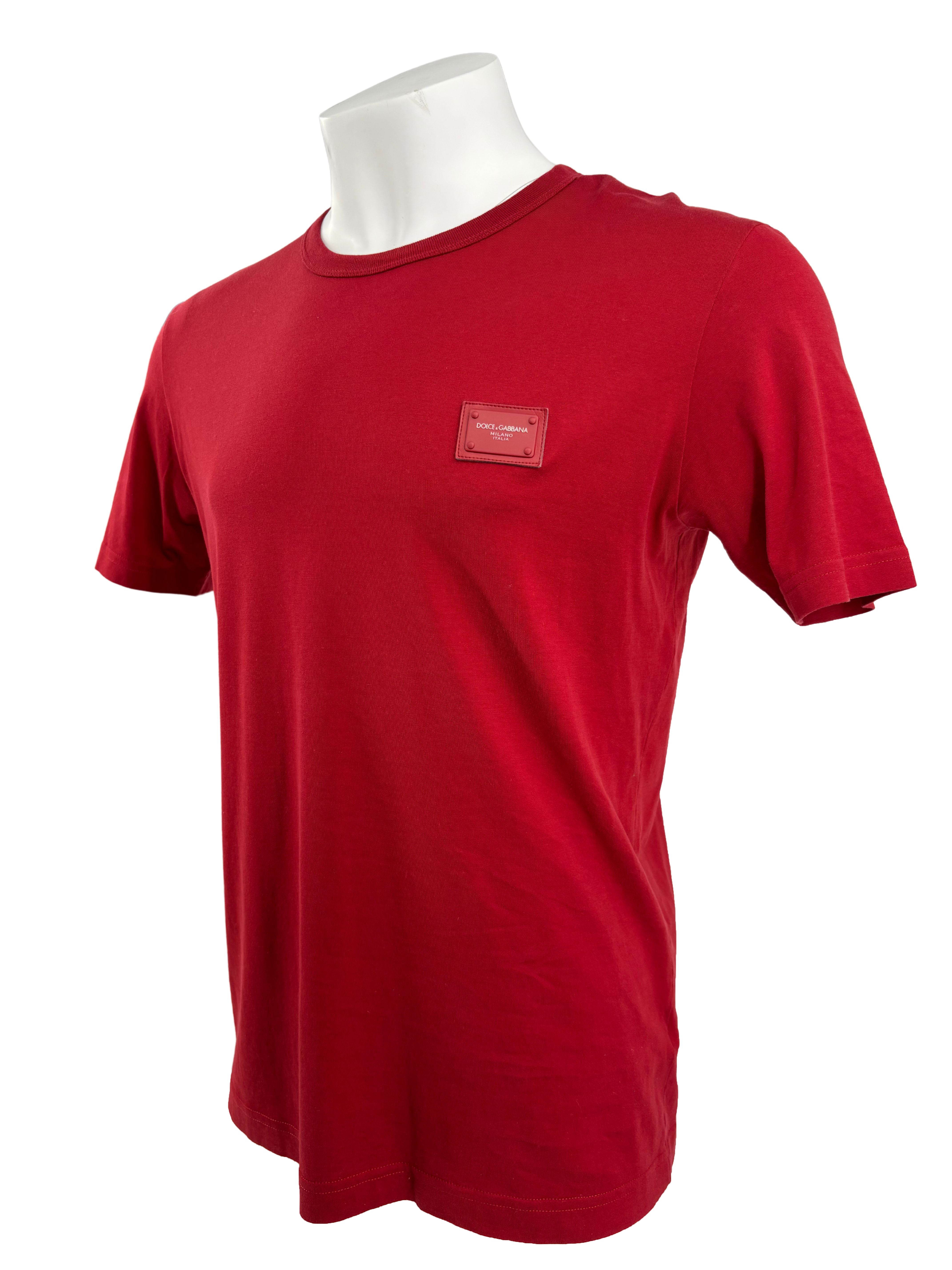 Dolce & Gabbana Plaque Logo T-Shirt - Red Dolce & Gabbana