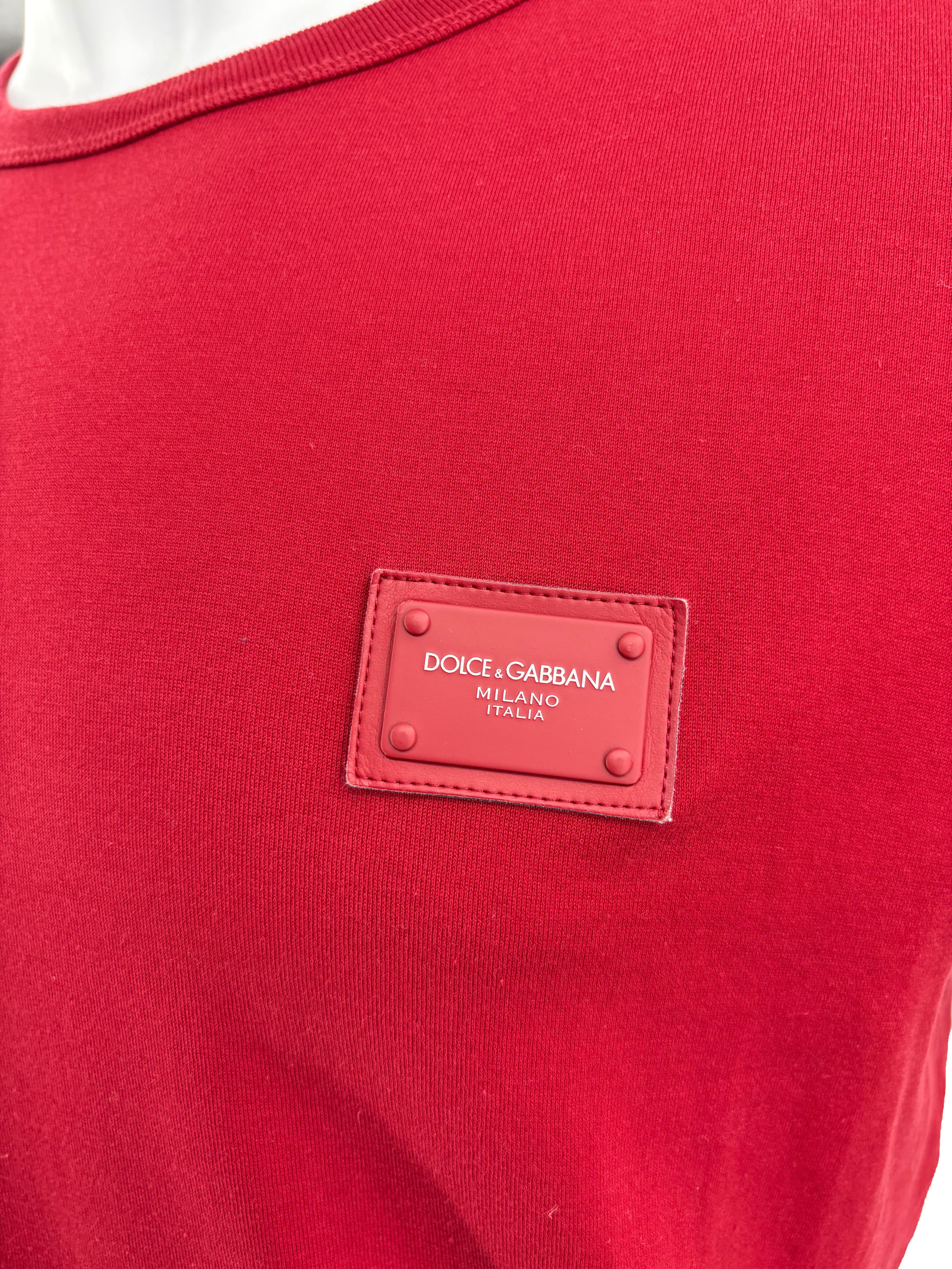 Dolce & Gabbana Plaque Logo T-Shirt - Red Dolce & Gabbana