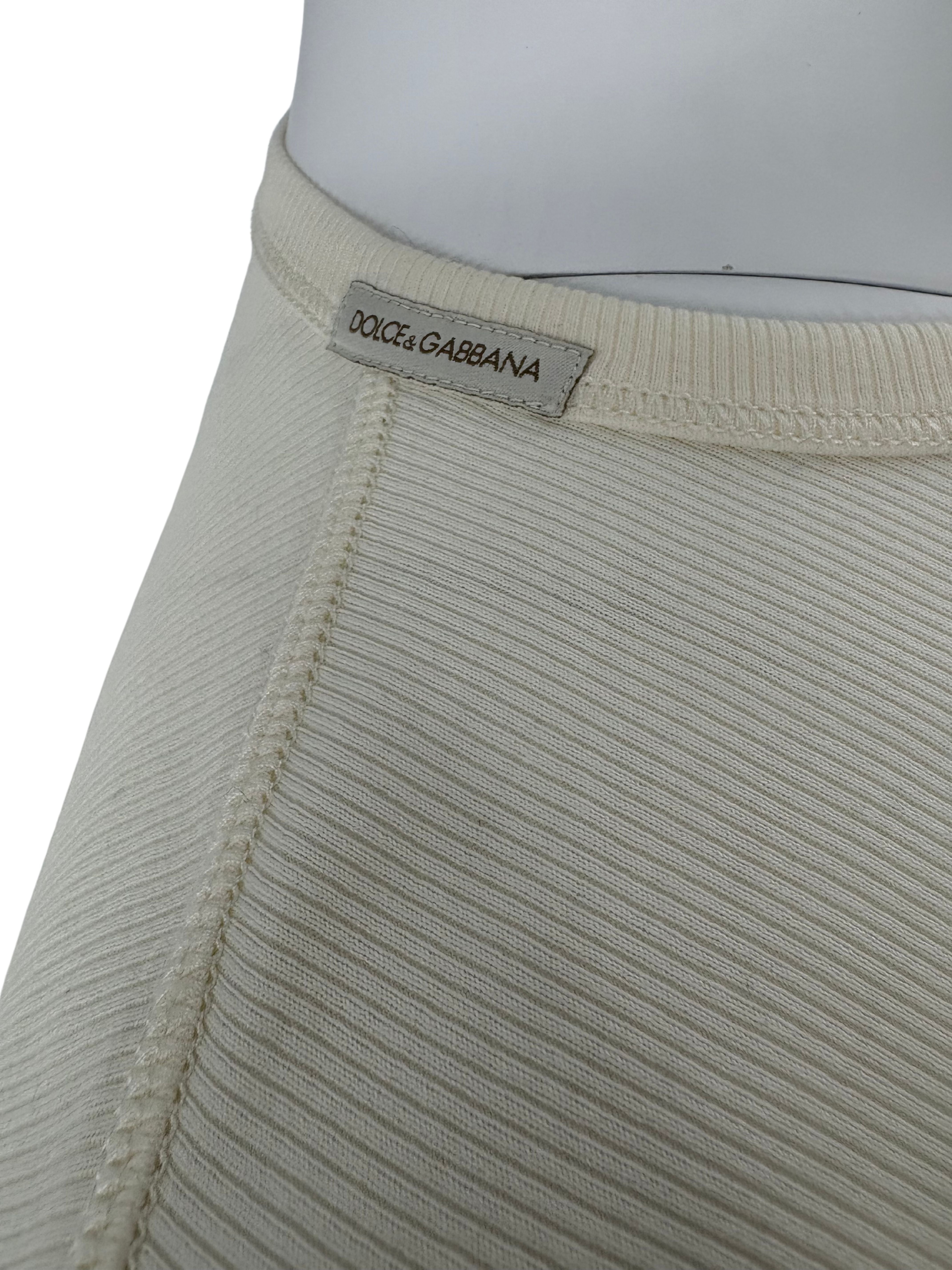 Dolce & Gabbana Ribbed-Knit Cotton Henley Top - Cream