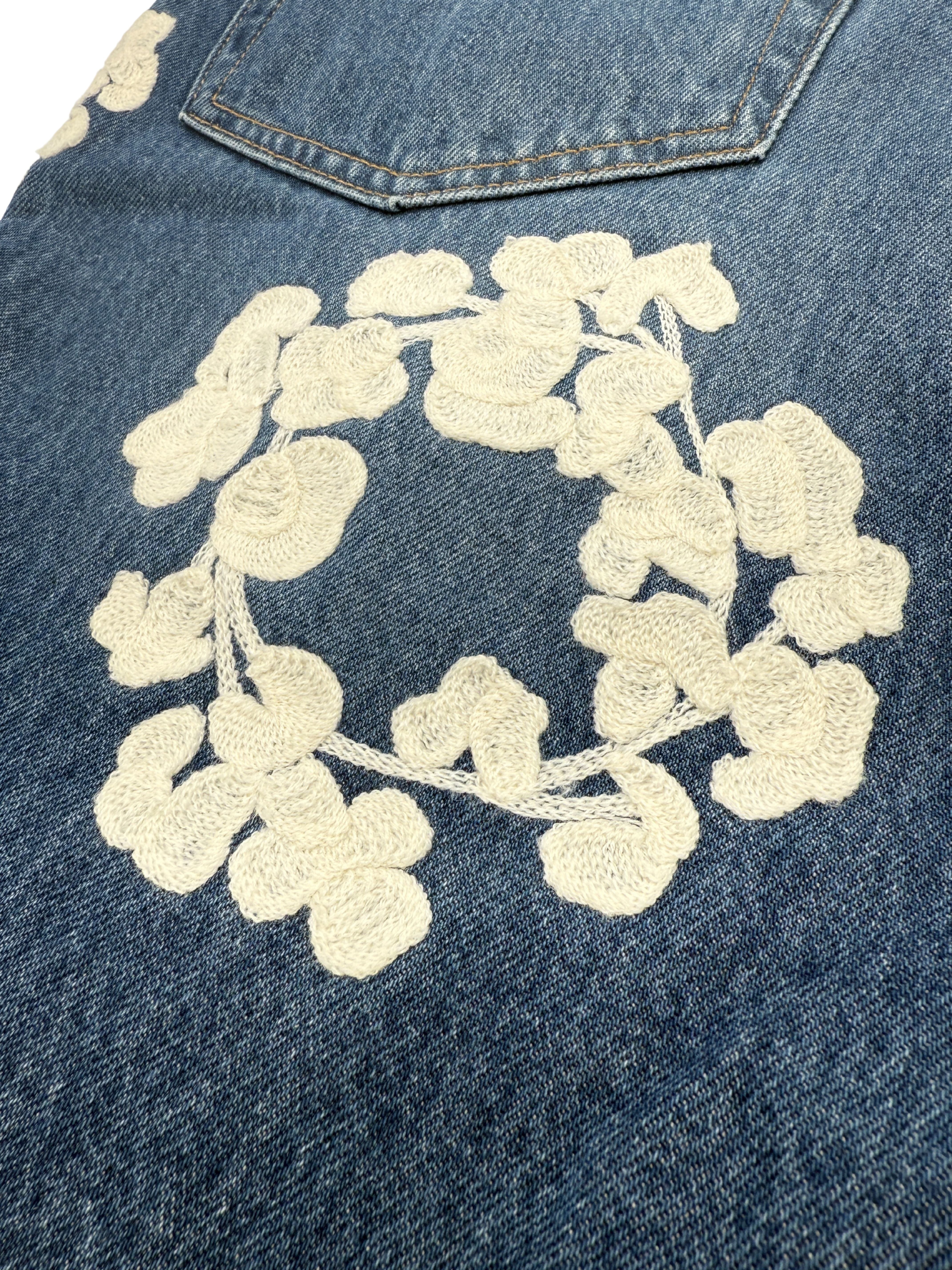 Denim Tears x Levi's Cotton Wreath-print straight-leg jeans - Blue