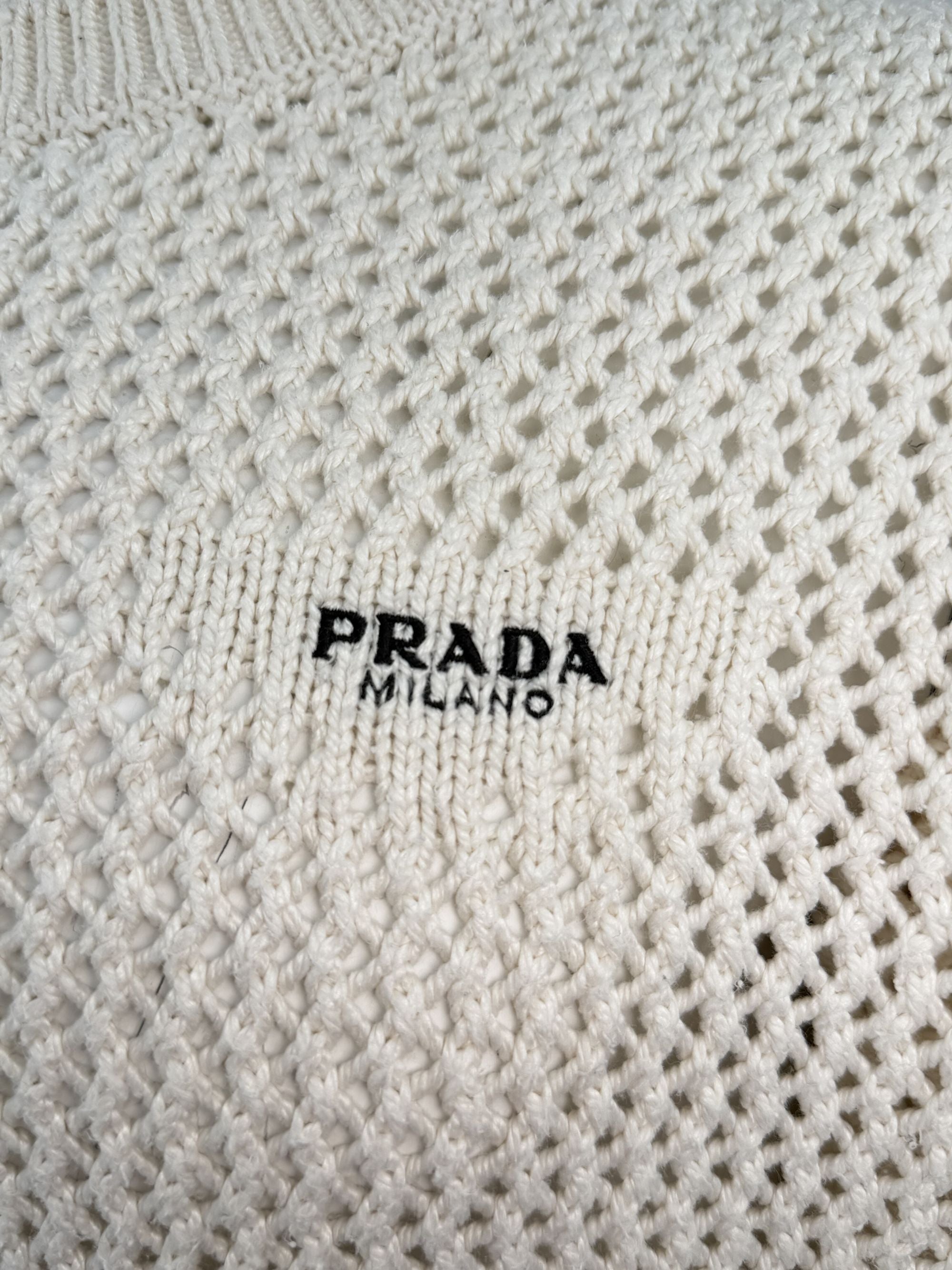 Prada Crochet Knit T-Shirt - Cream Prada