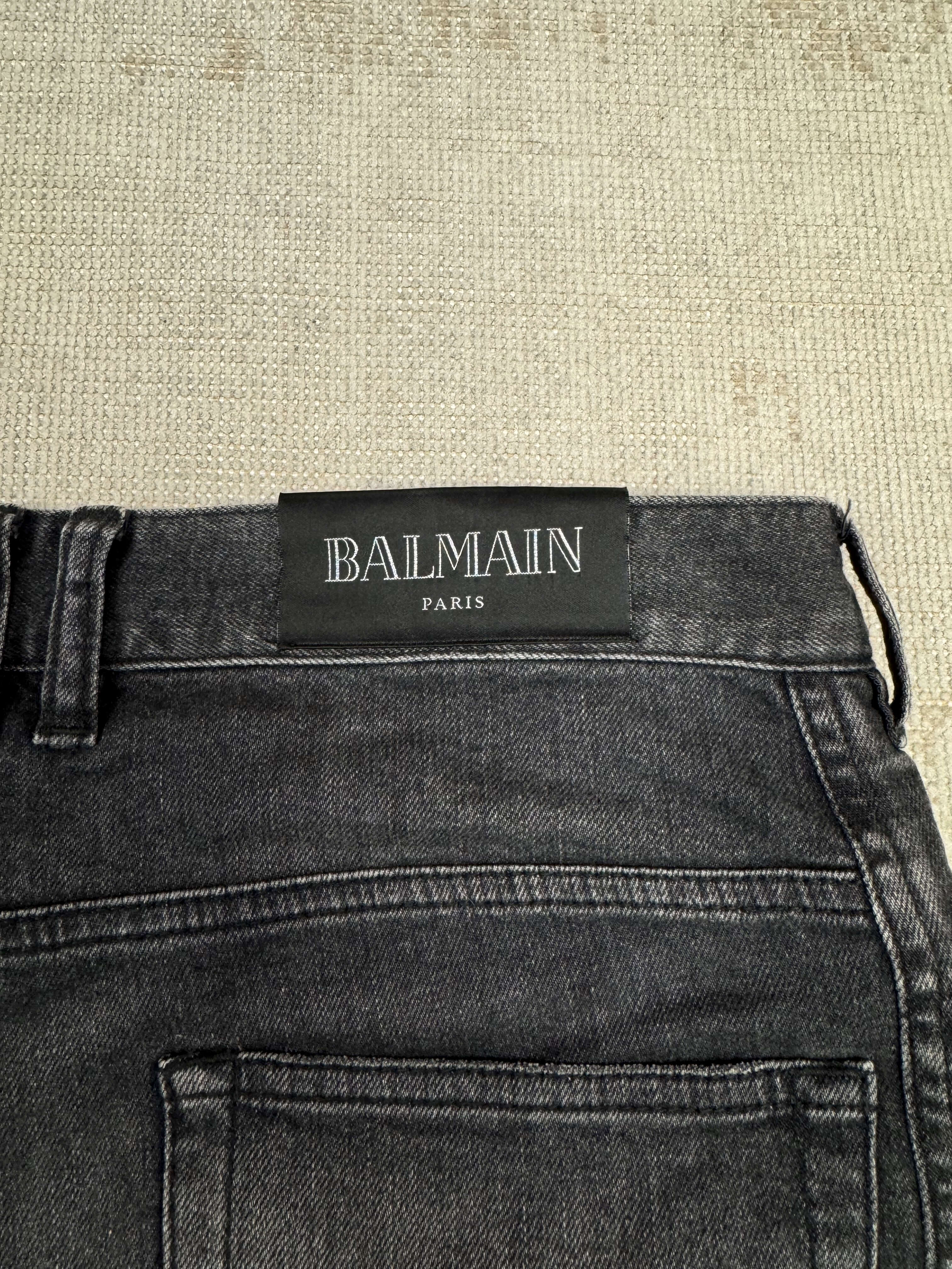 Balmain Tapered Biker Jeans - Grey Denim