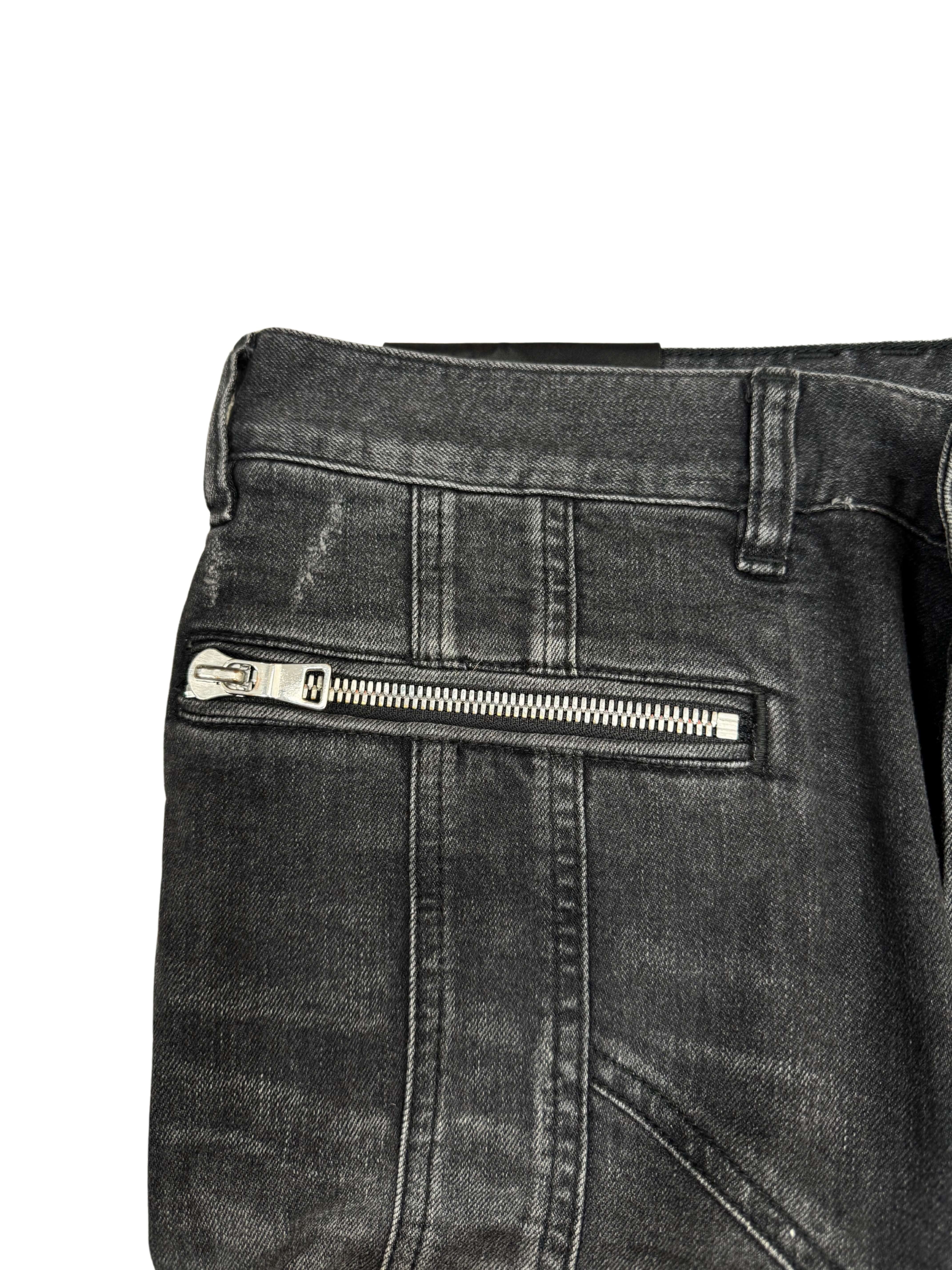 Balmain Tapered Biker Jeans - Grey Denim