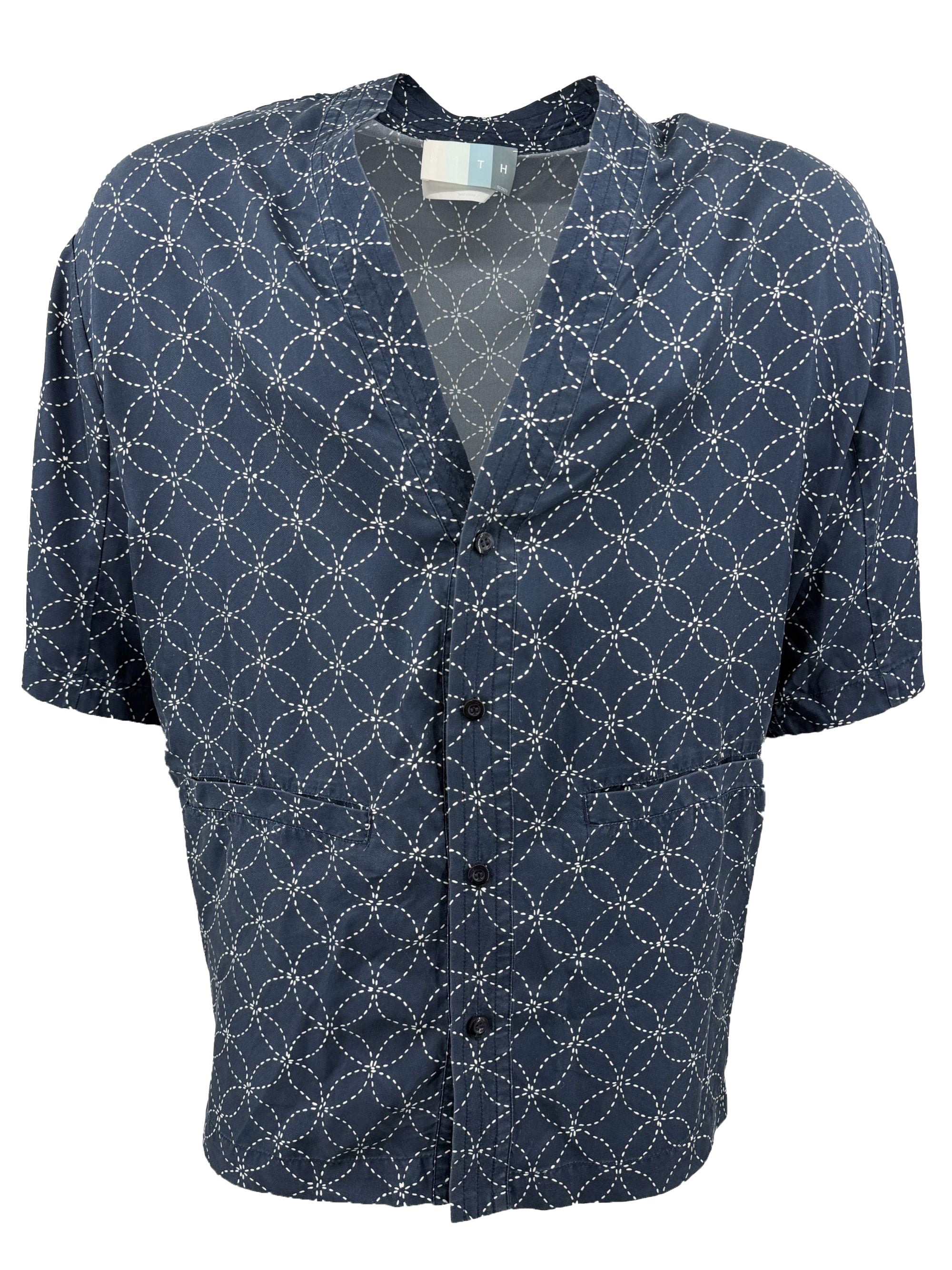 KITH Silk Geometric Shirt - Navy KITH